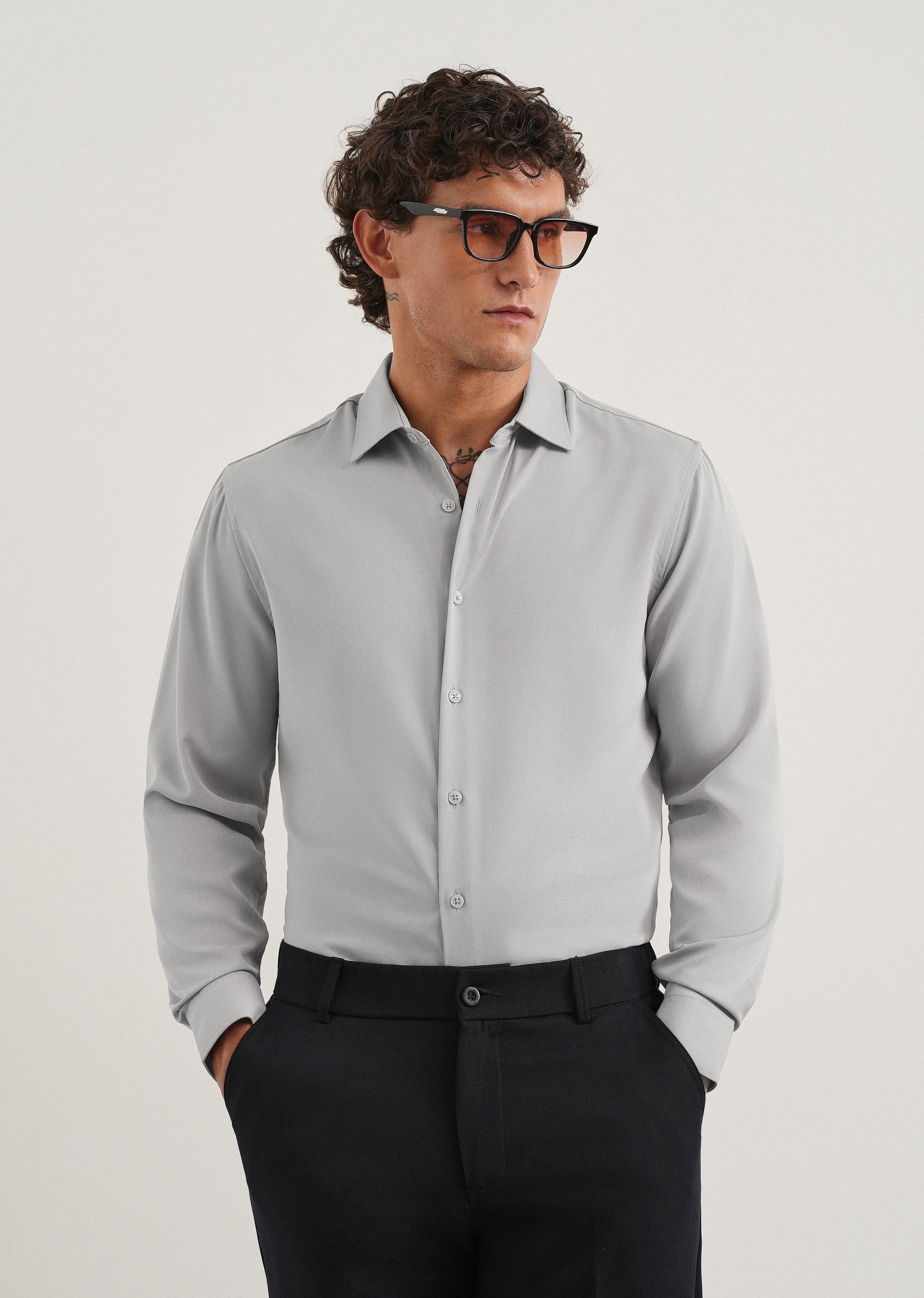 Grey Fluid Soft Shirt