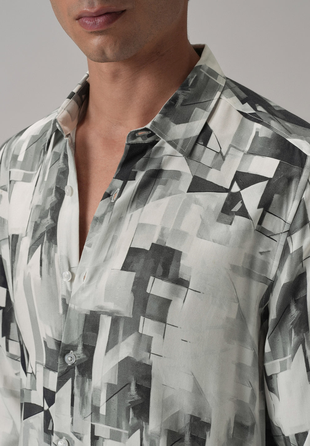 Grey Geometric Printed Shirt