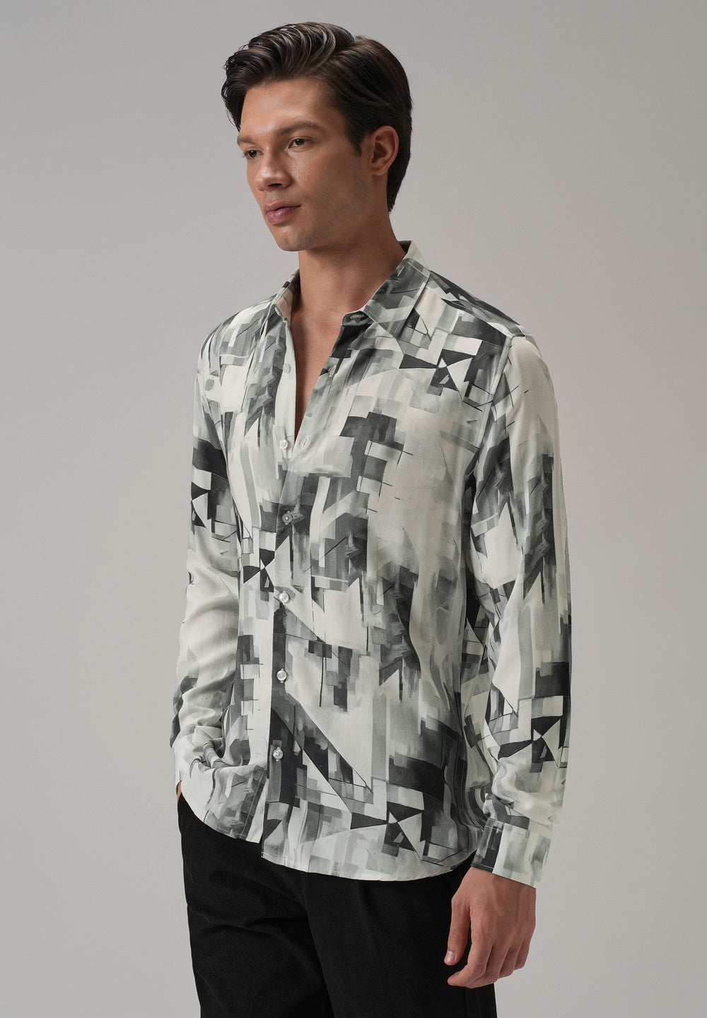 Grey Geometric Printed Shirt