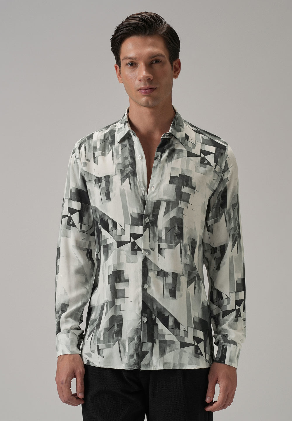 Grey Geometric Printed Shirt