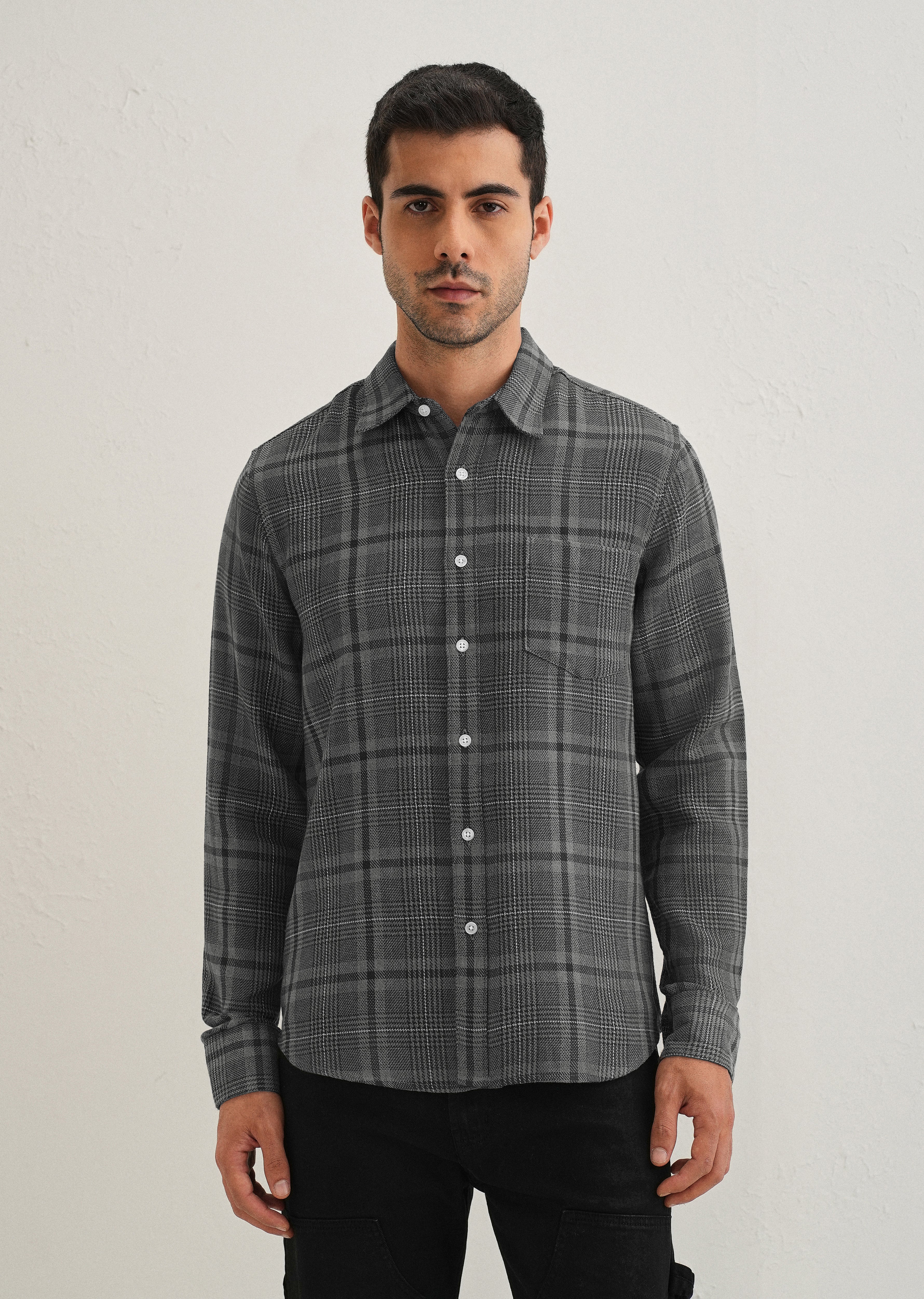 Grey Glen Plaid Check Shirt