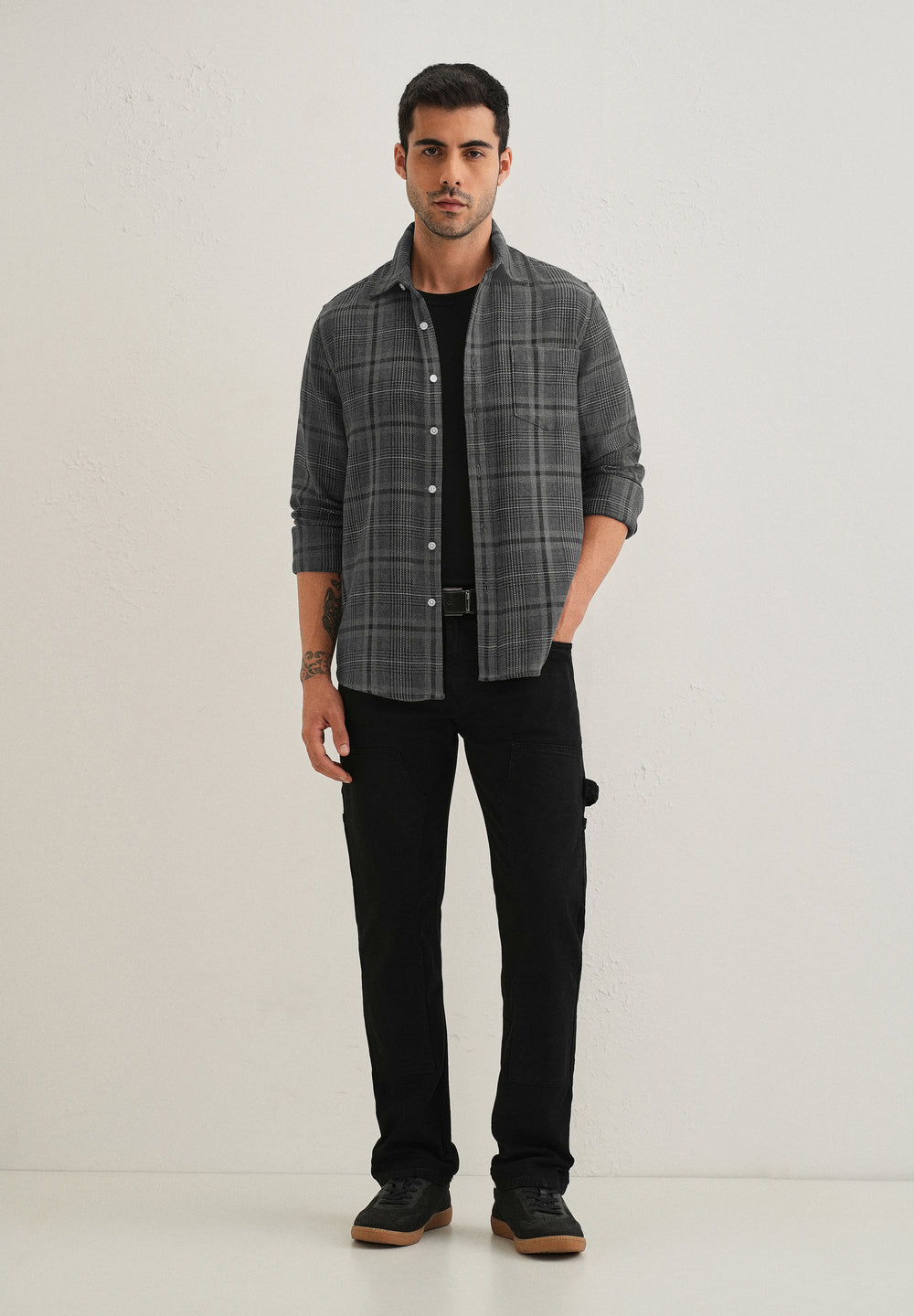 Grey Glen Plaid Check Shirt