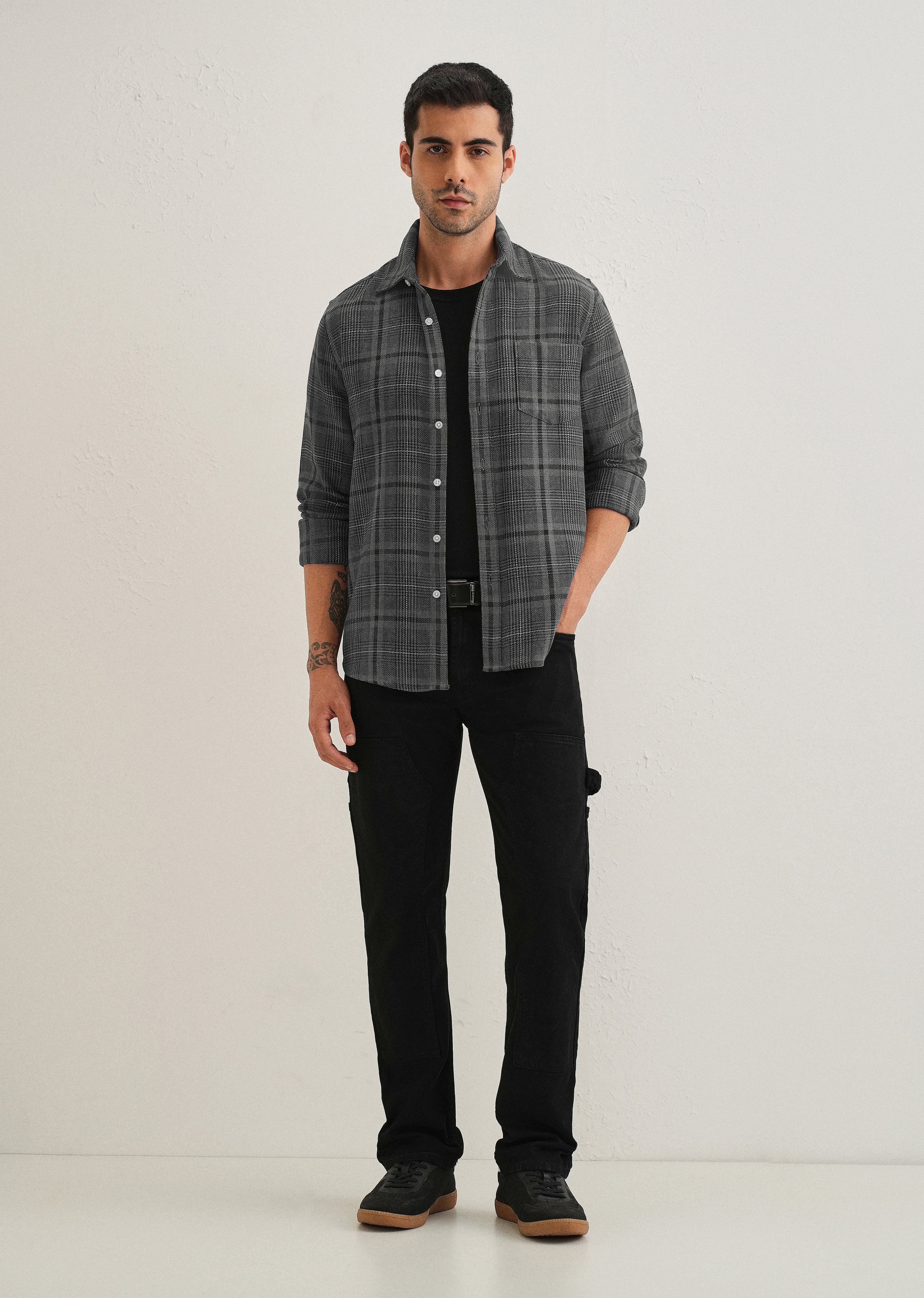 Grey Glen Plaid Check Shirt