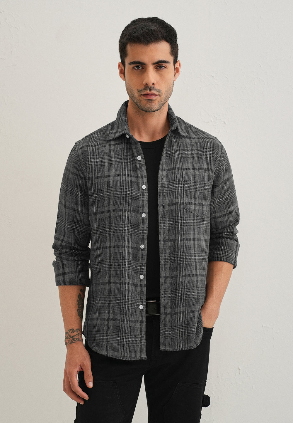 Grey Glen Plaid Check Shirt