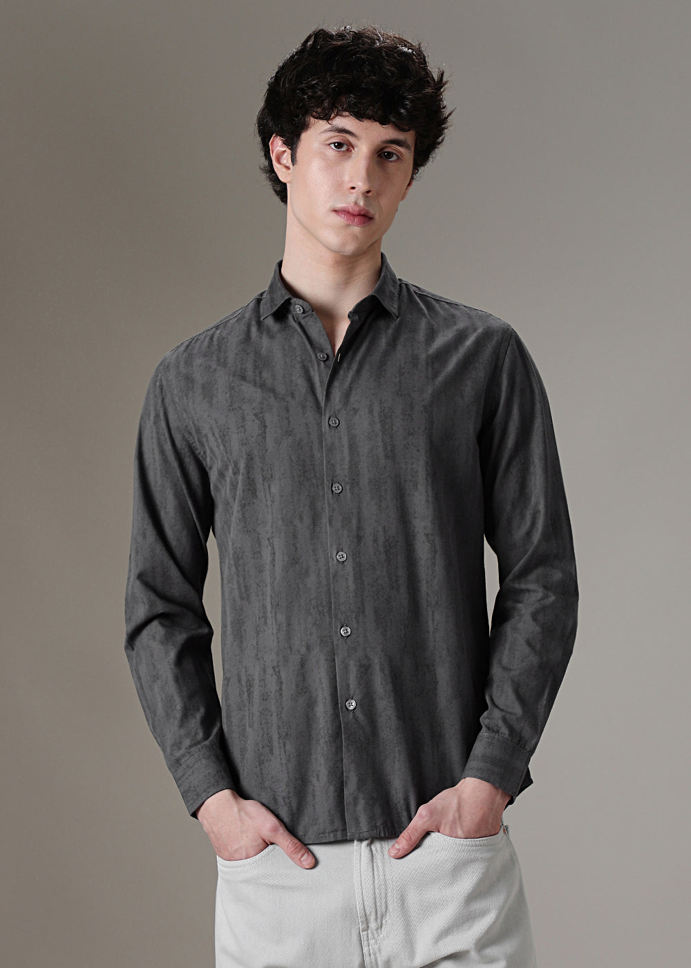 Grey Gradient Printed Shirt