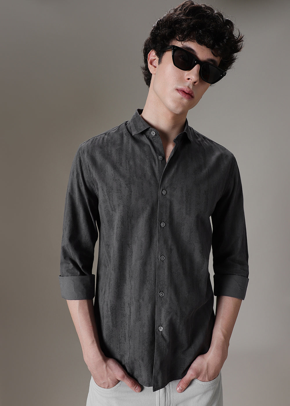 Grey Gradient Printed Shirt