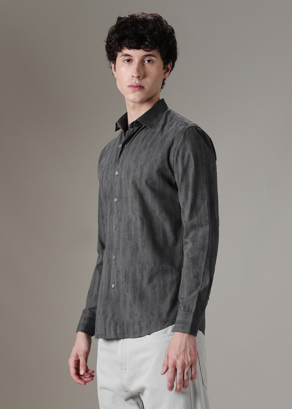 Grey Gradient Printed Shirt