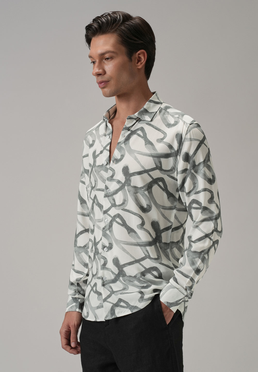 Grey Graffiti Printed Shirt