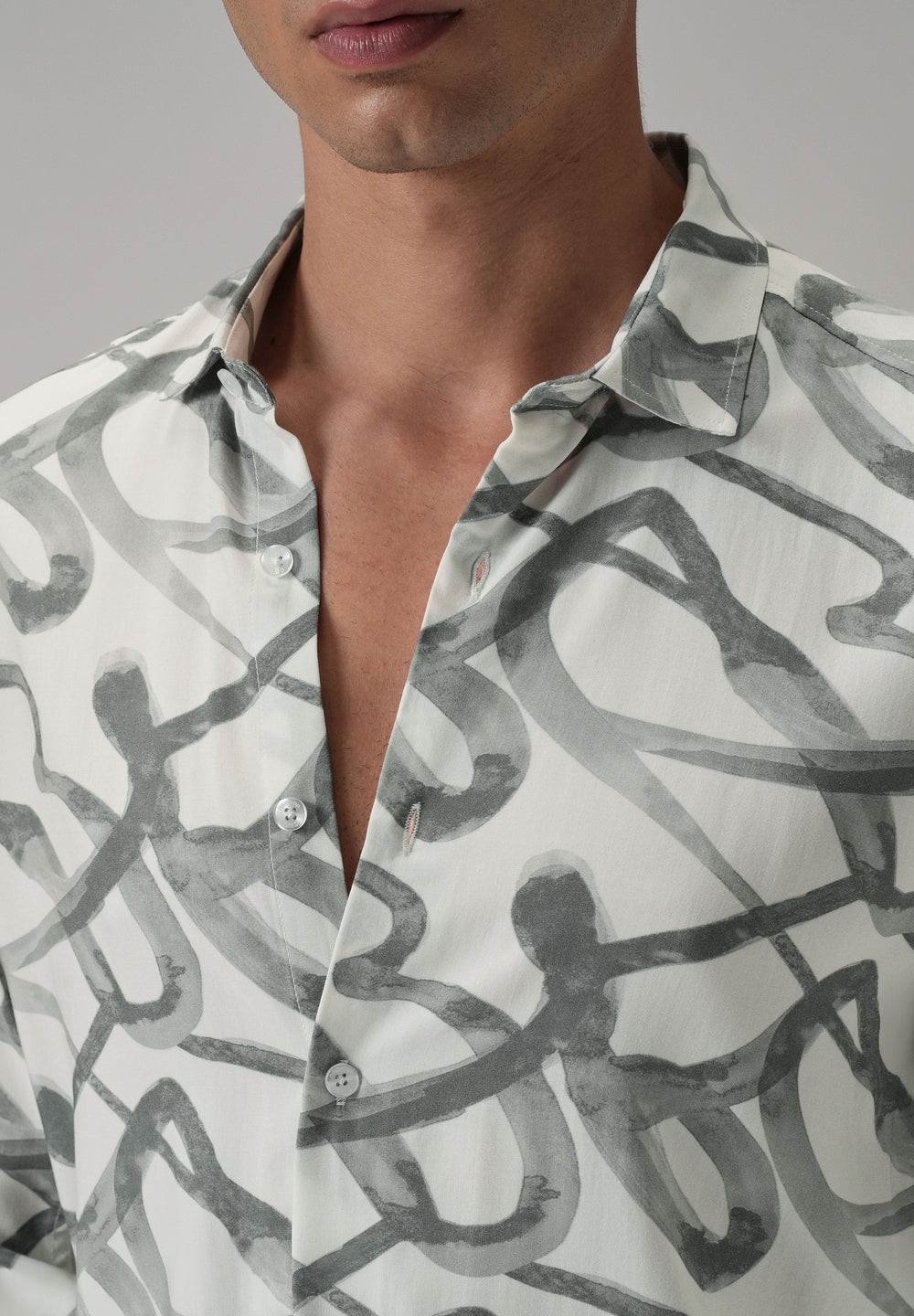 Grey Graffiti Printed Shirt