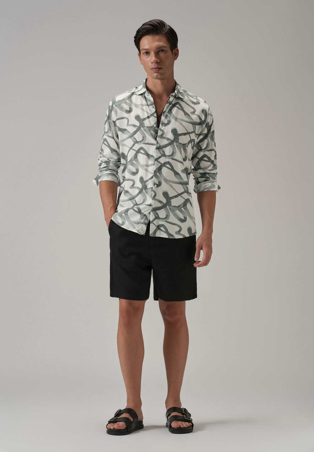 Grey Graffiti Printed Shirt