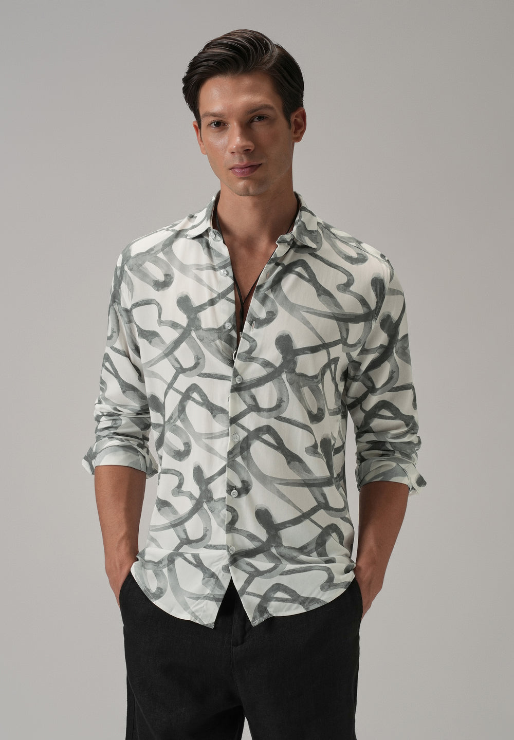 Grey Graffiti Printed Shirt