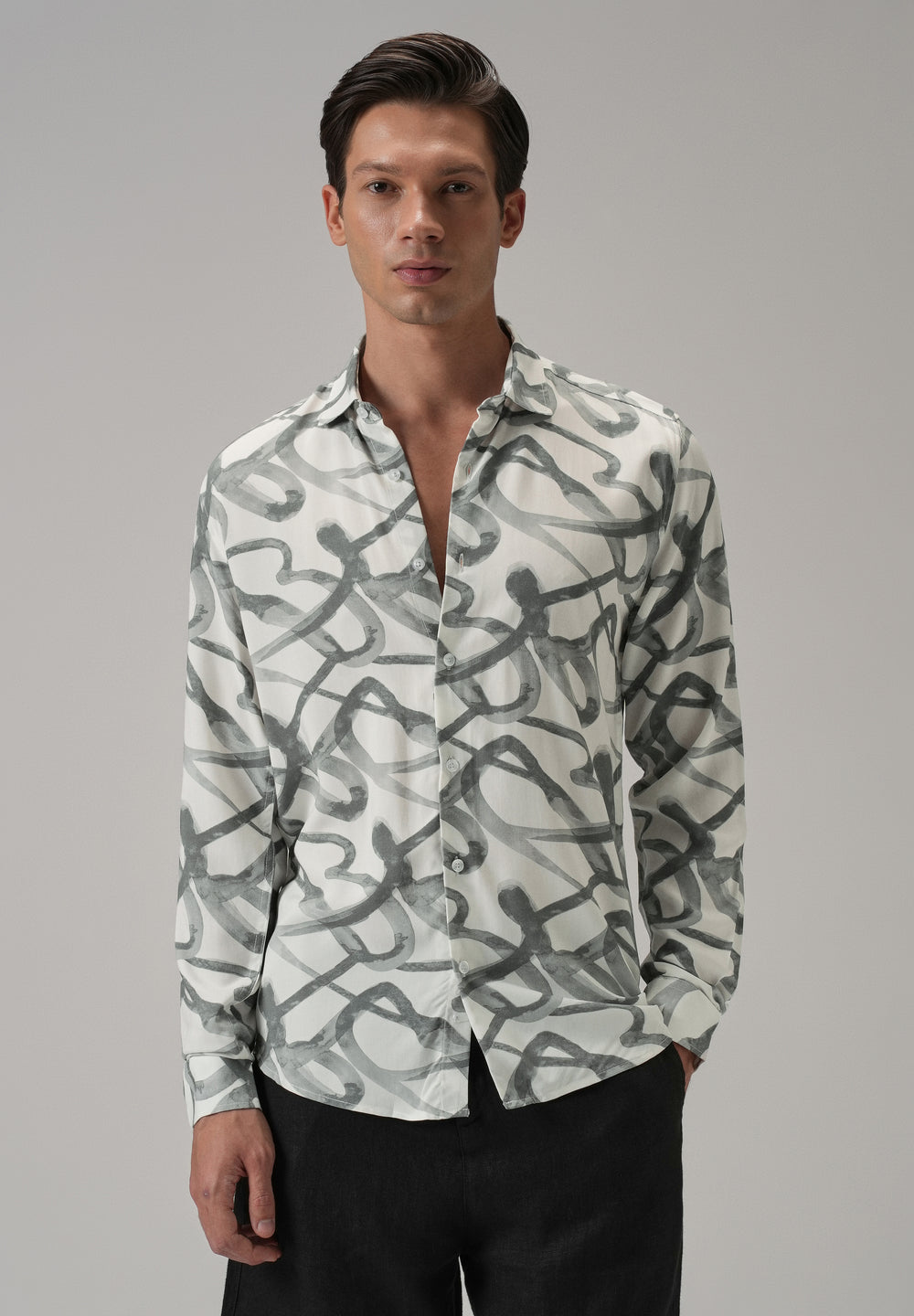 Grey Graffiti Printed Shirt