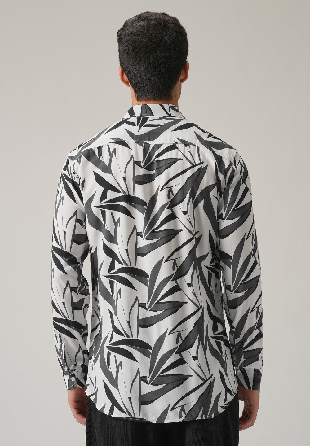 Grey Graphic Leaf Printed Shirt