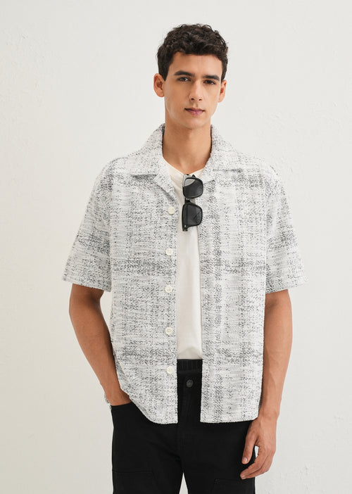 Grey Jacquard Knitted Shirt