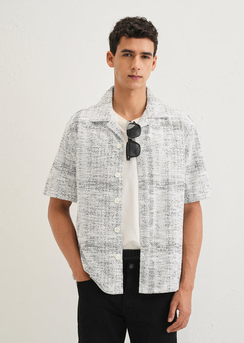 Grey Jacquard Knitted Shirt