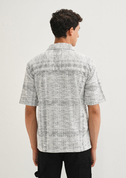 Grey Jacquard Knitted Shirt