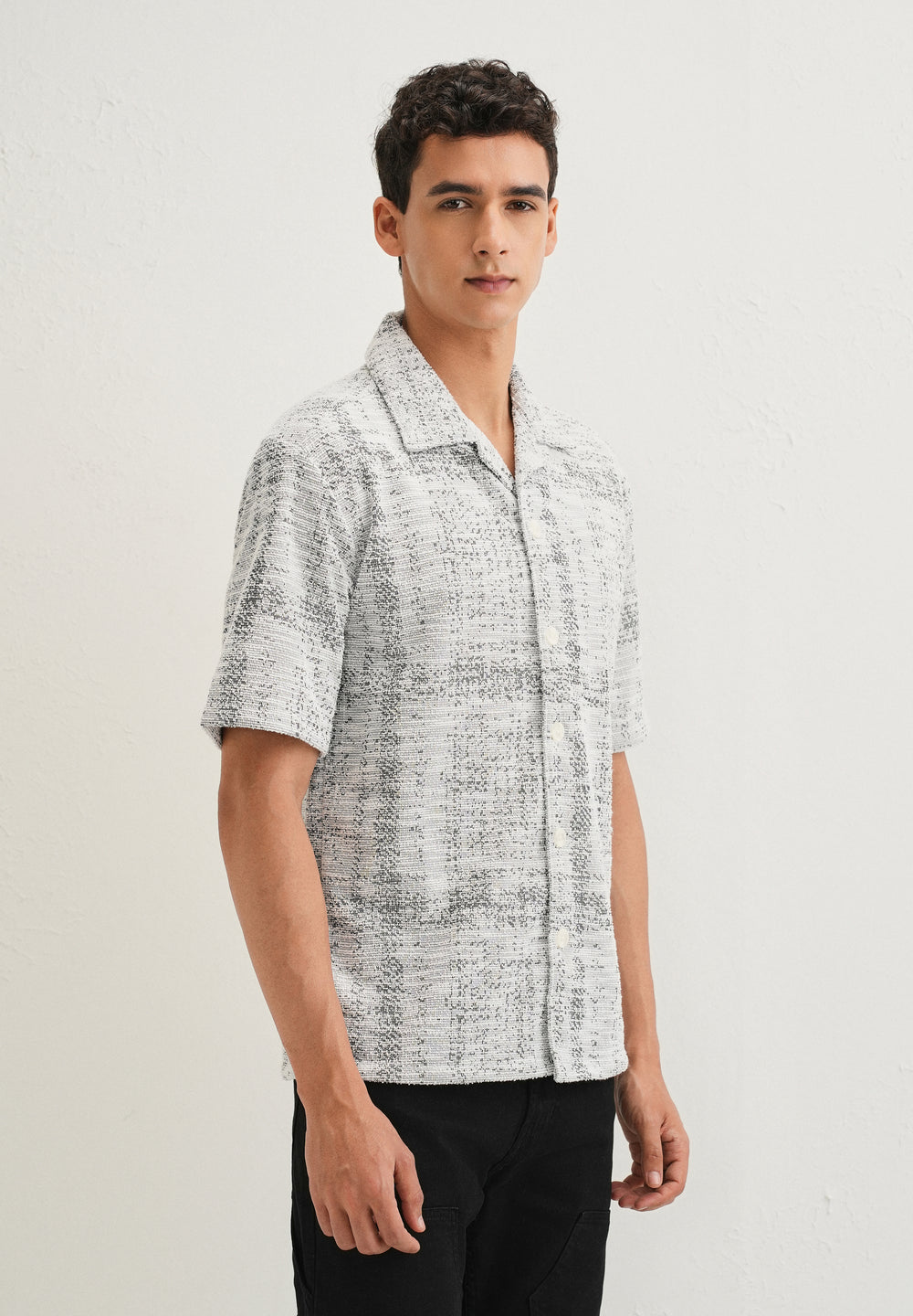 Grey Jacquard Knitted Shirt