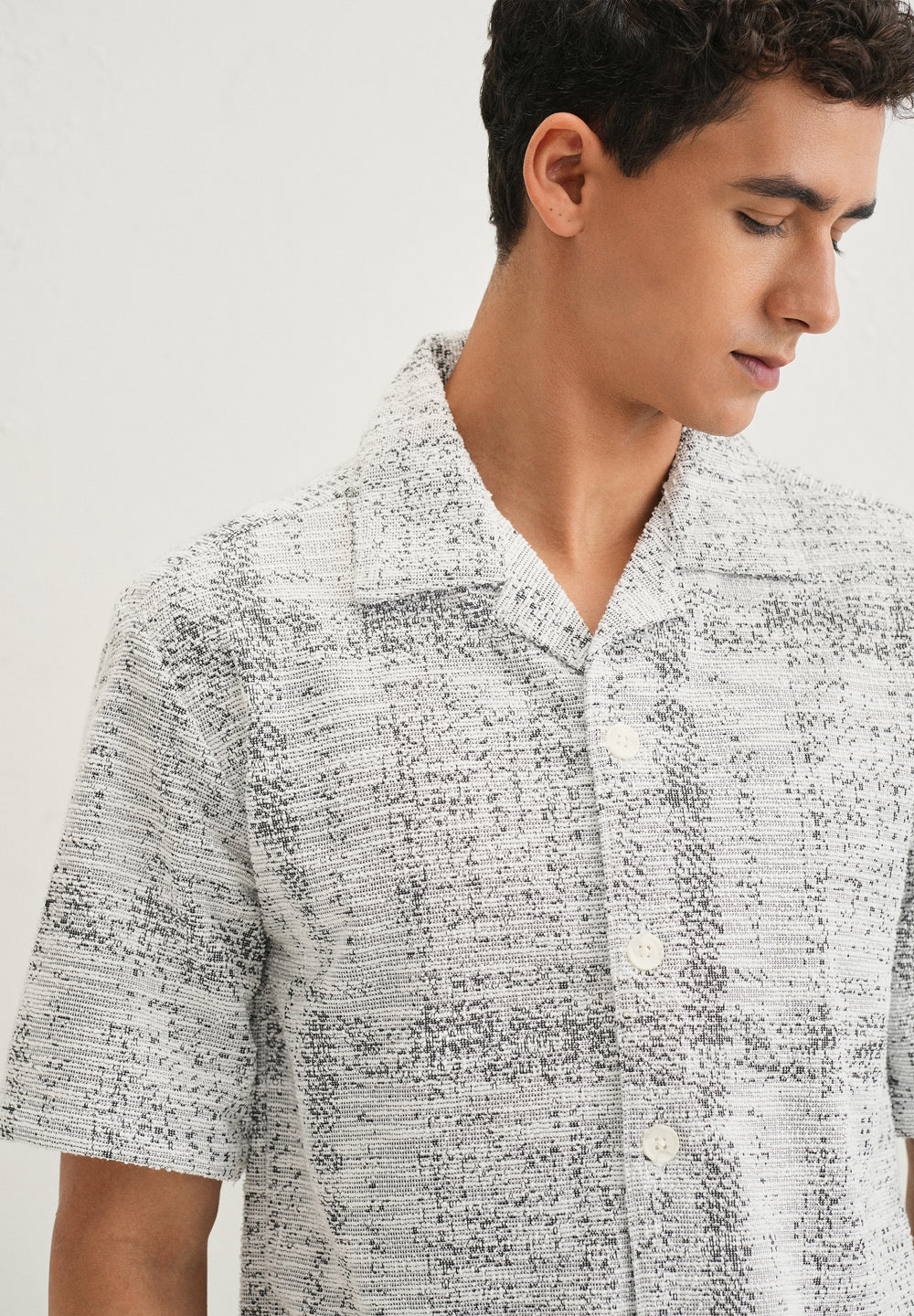 Grey Jacquard Knitted Shirt