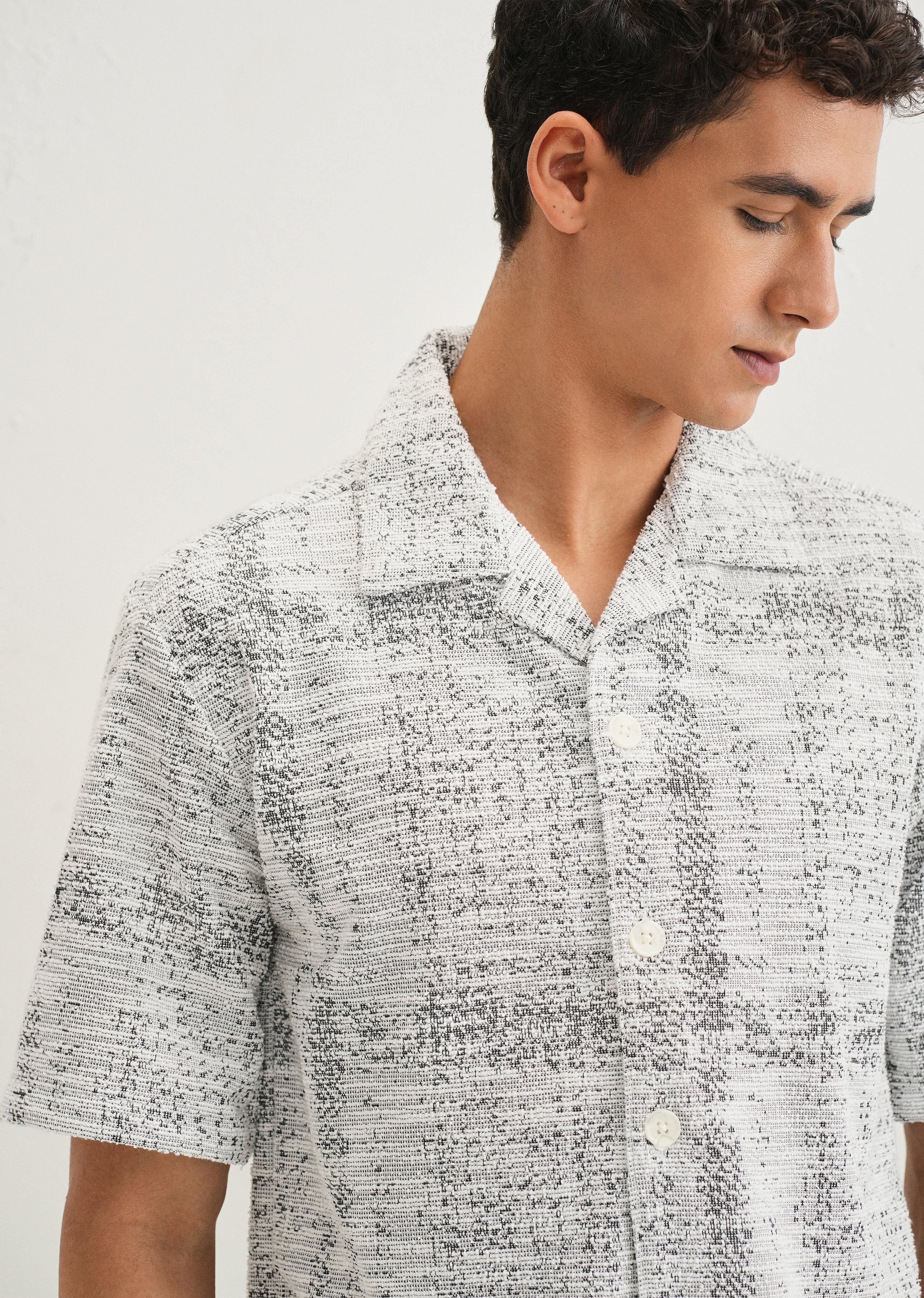Grey Jacquard Knitted Shirt
