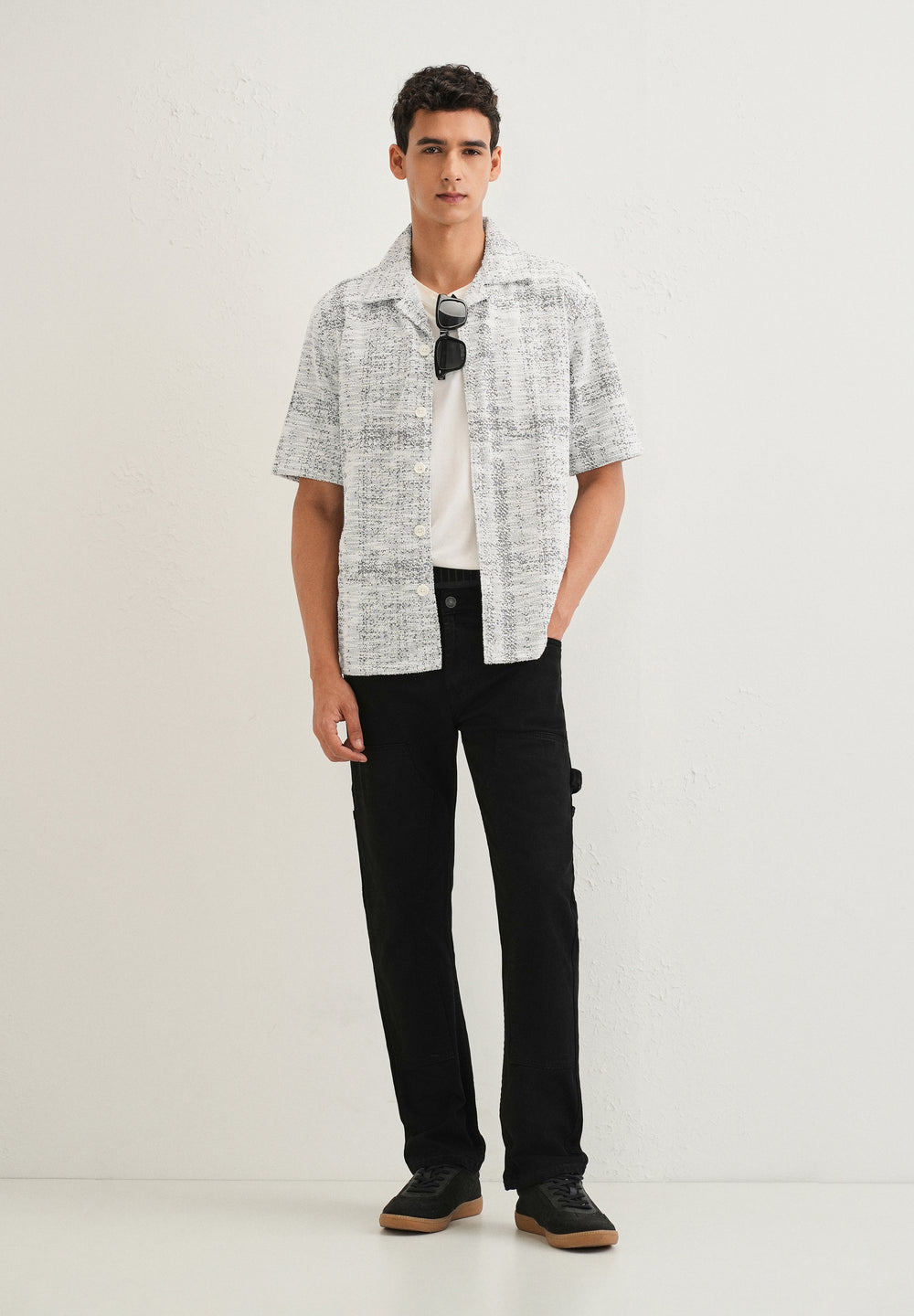 Grey Jacquard Knitted Shirt