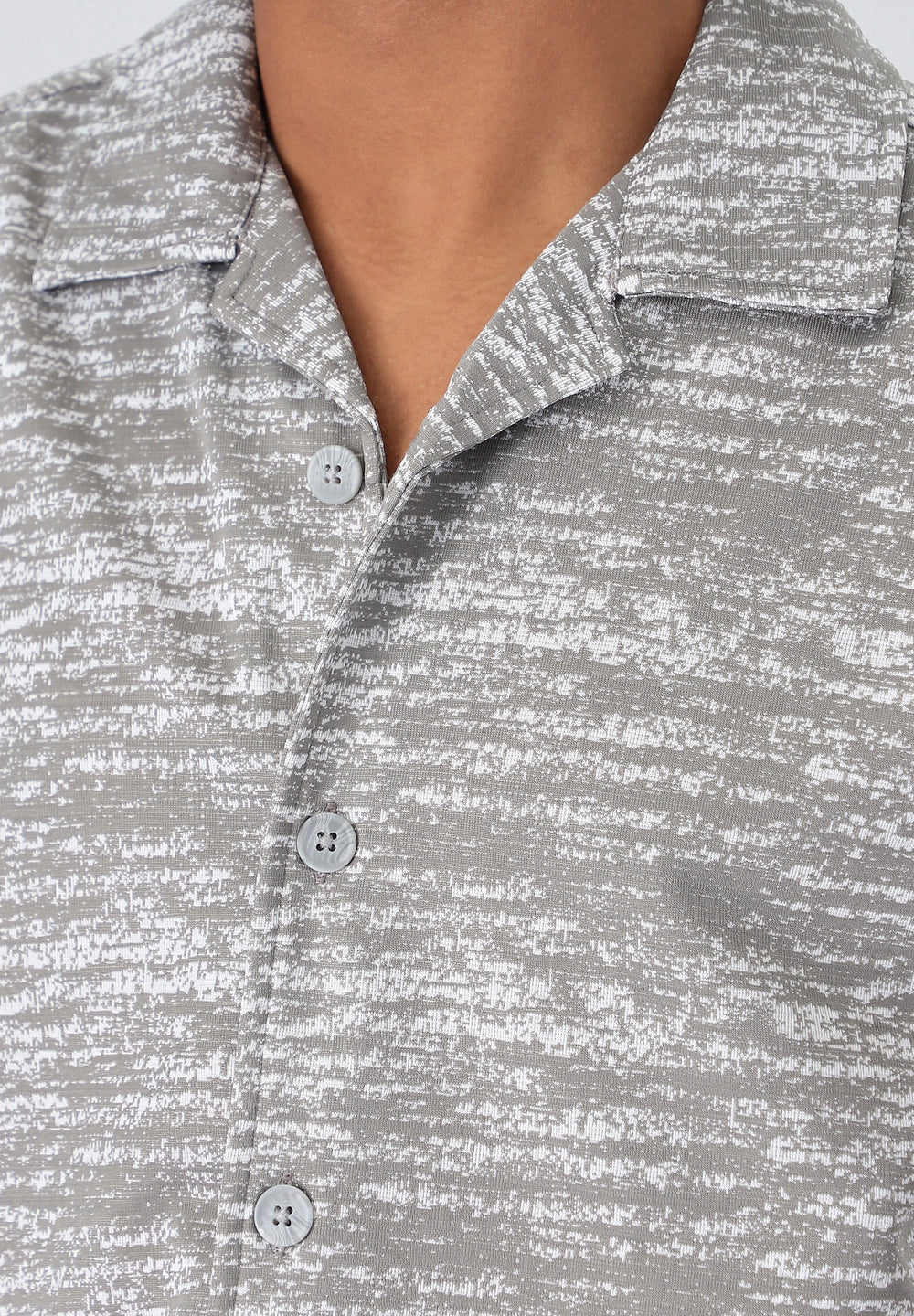 Grey Knitted Half Sleeves Shirt
