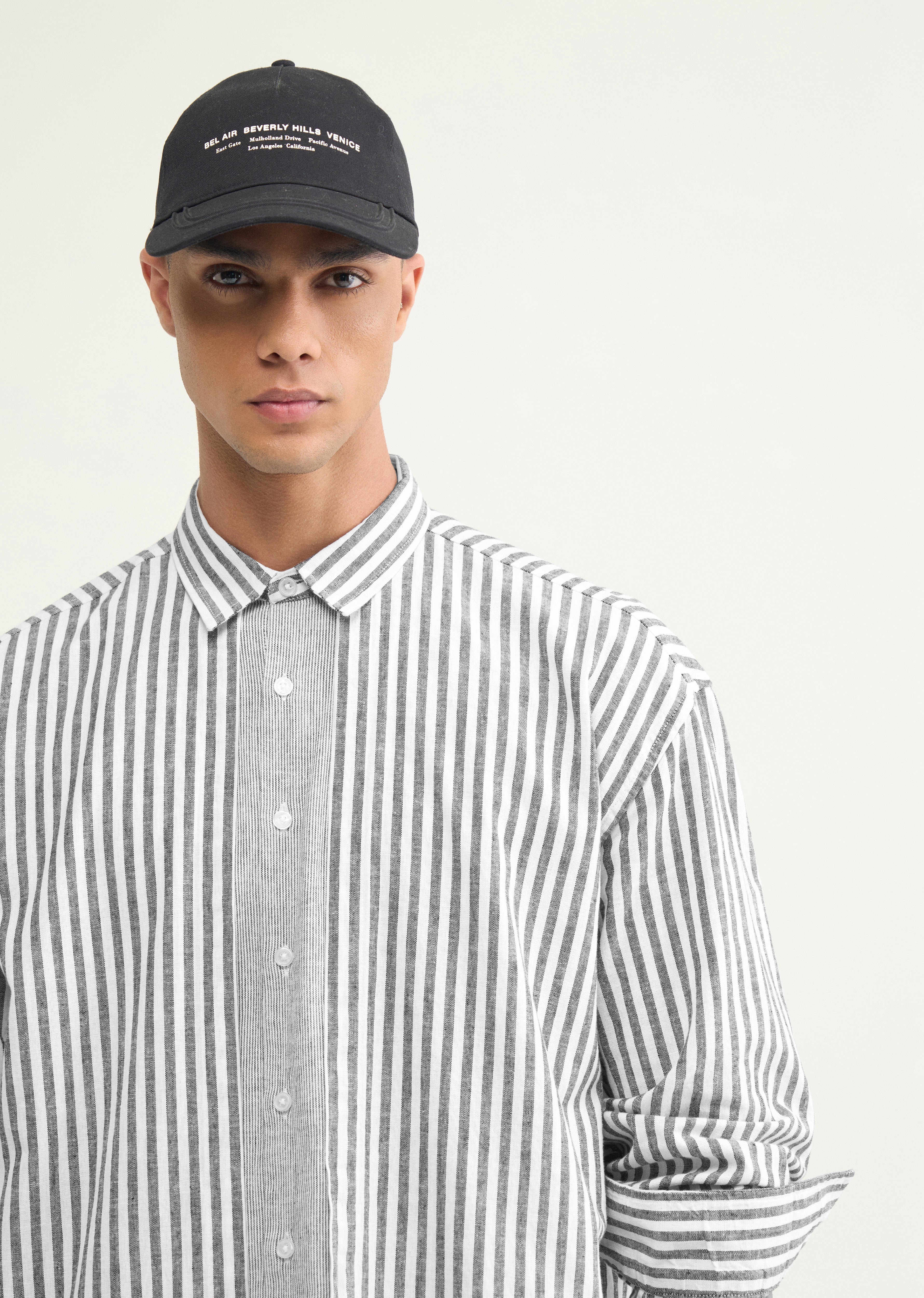Grey Layered Look Stripe Shirt