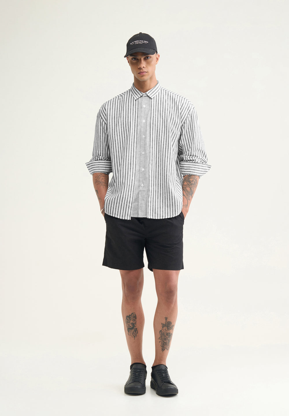 Grey Layered Look Stripe Shirt