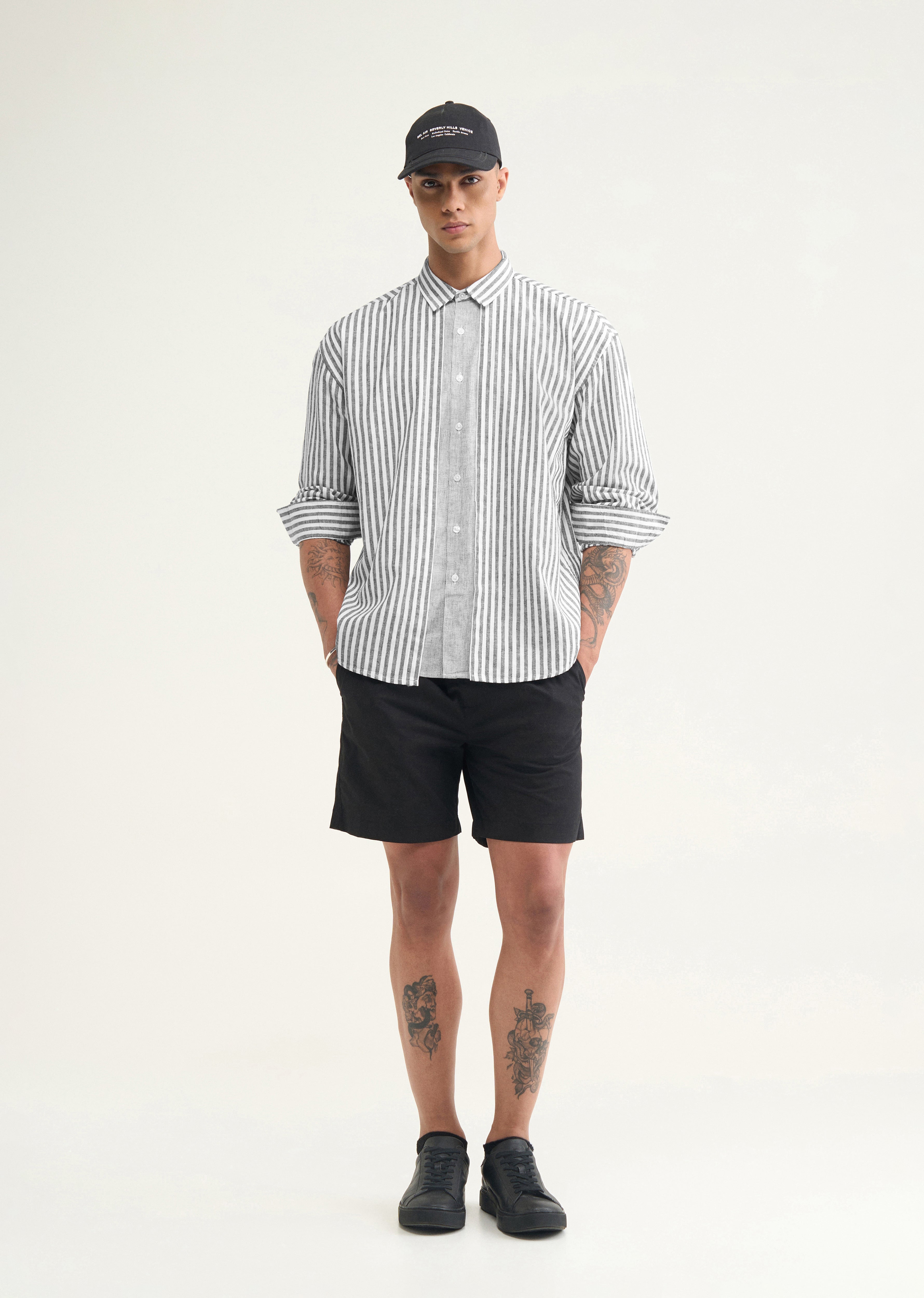 Grey Layered Look Stripe Shirt