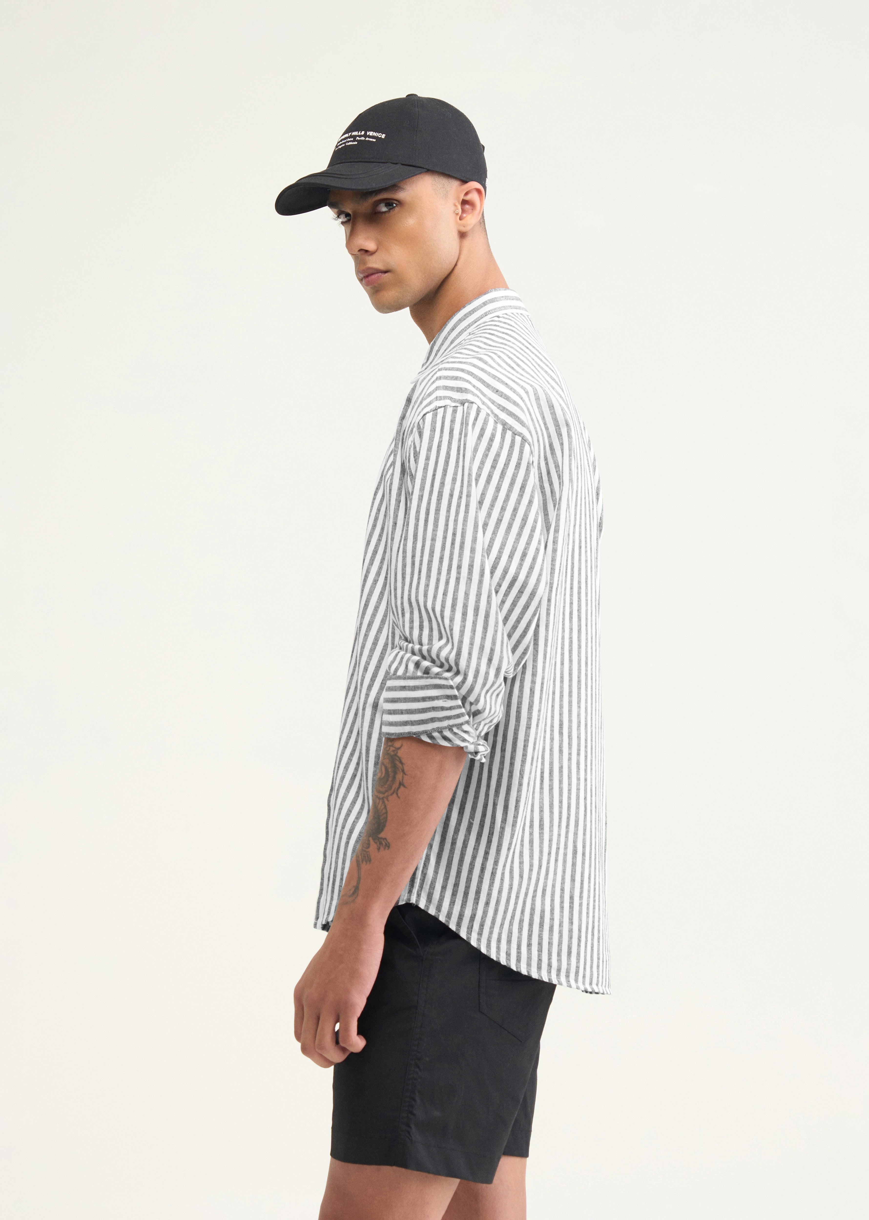 Grey Layered Look Stripe Shirt