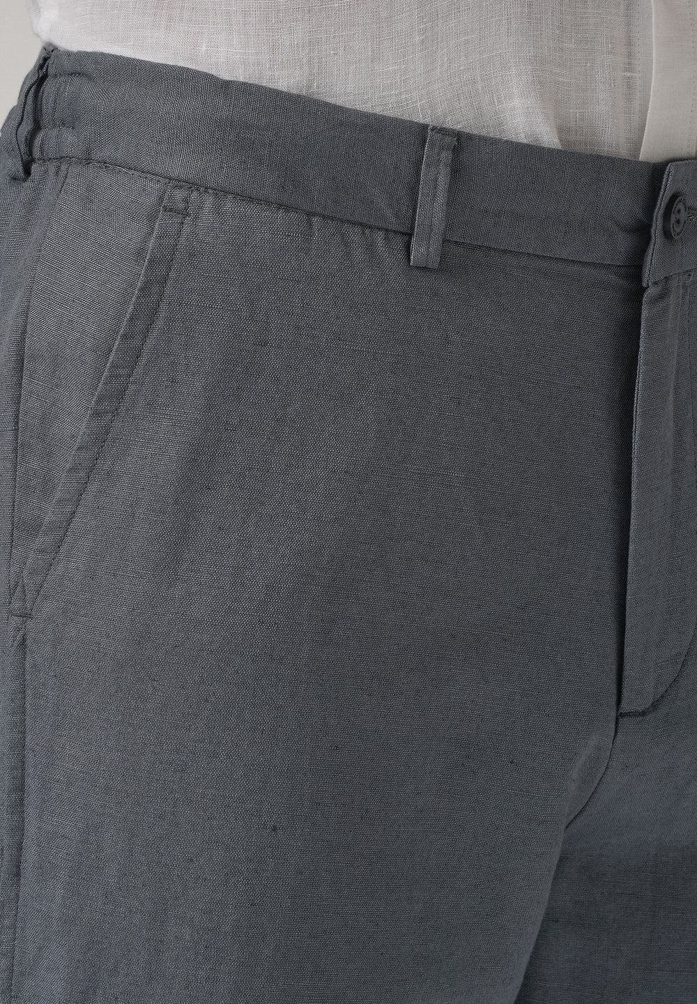 Grey Linen Relaxed Fit Trouser