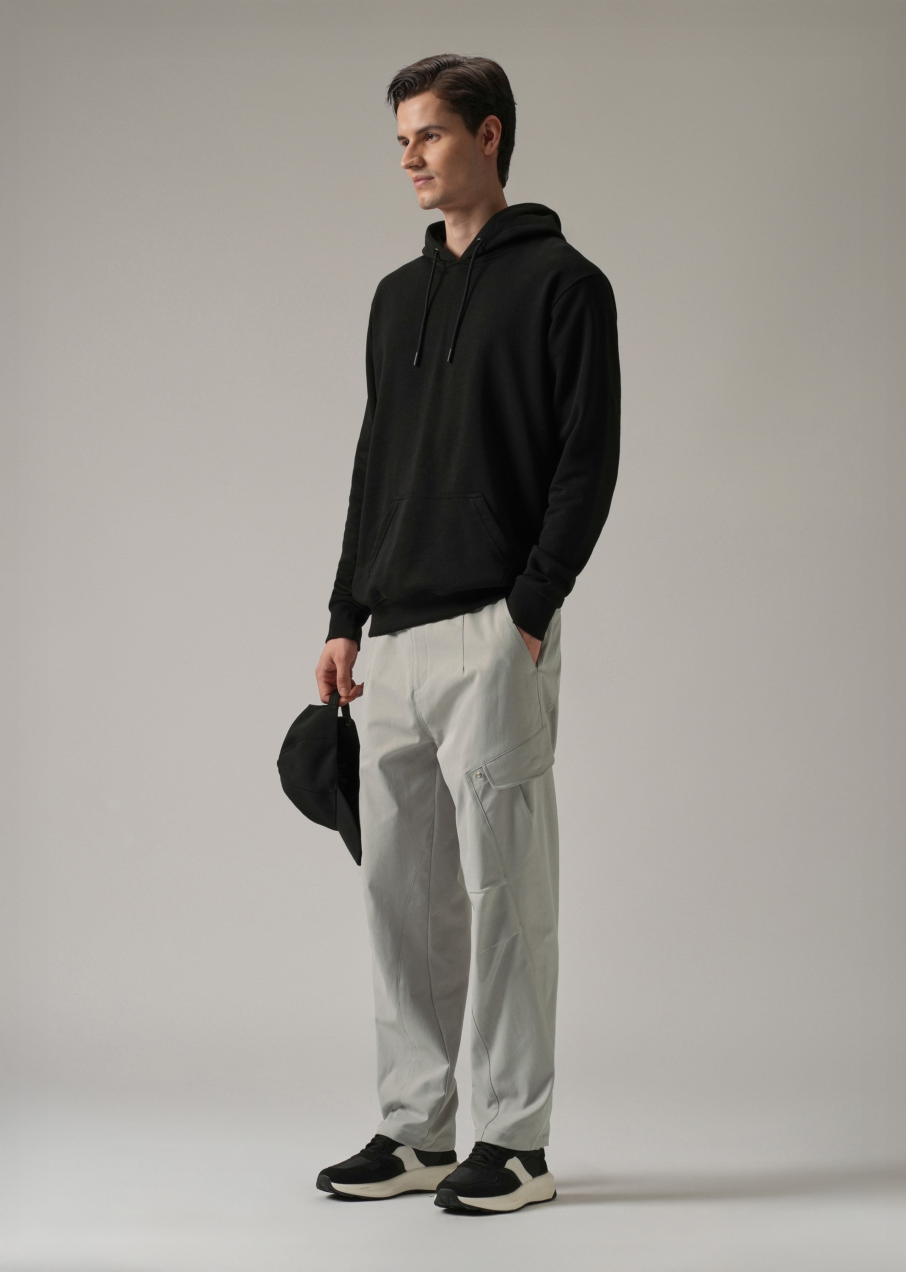 Grey Stone Wash Cargo Pants