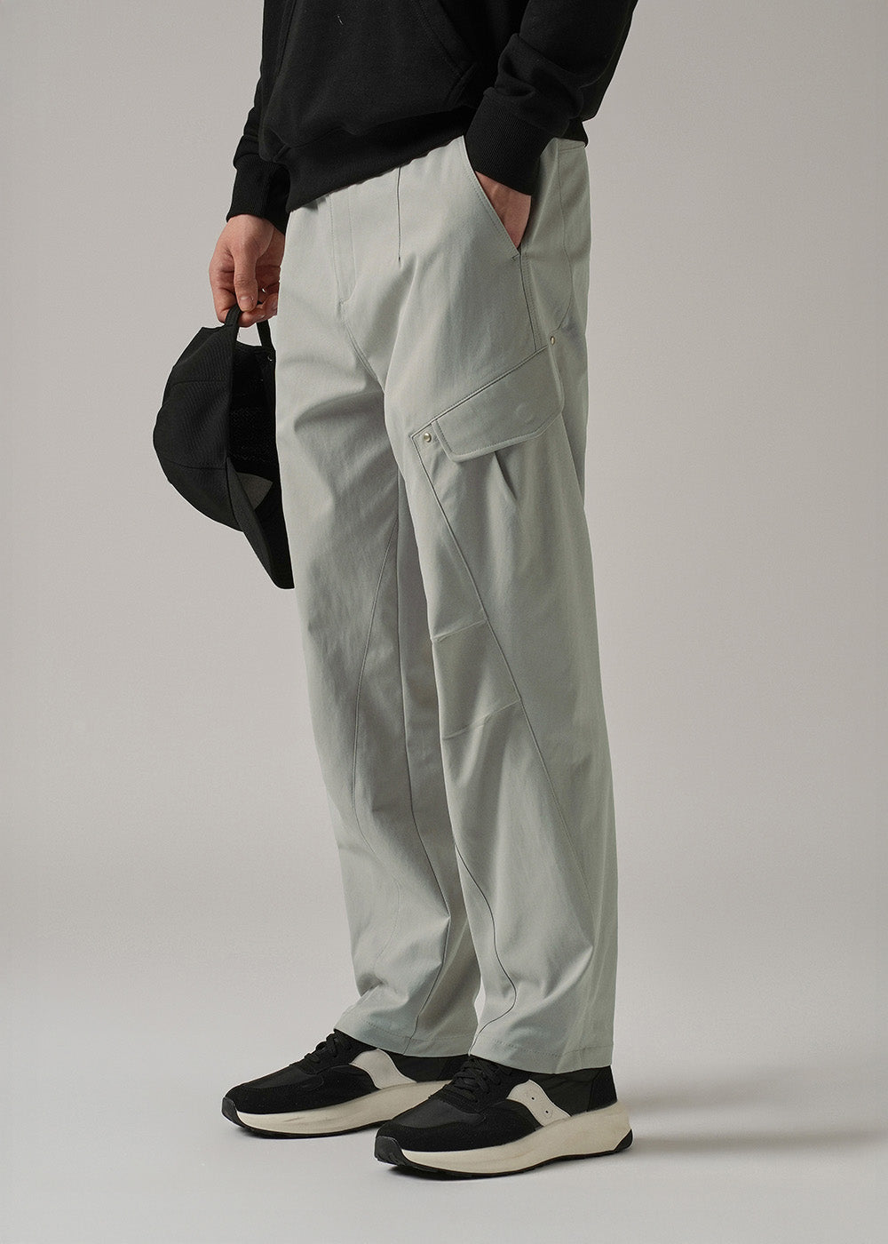Grey Stone Wash Cargo Pants