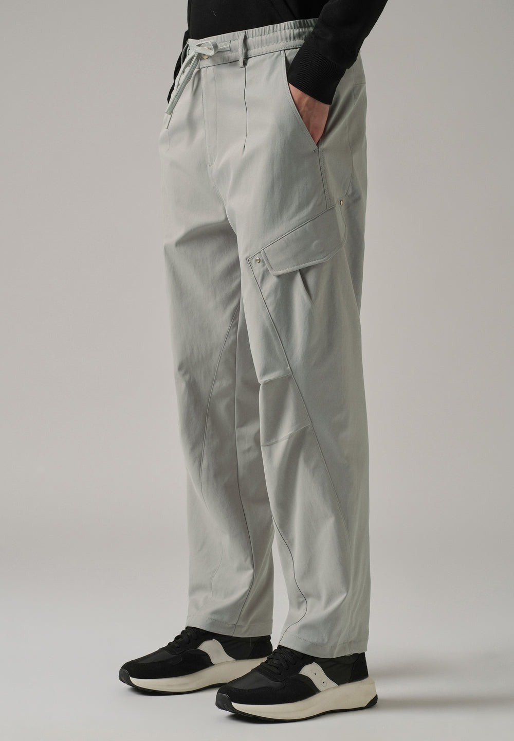 Grey Stone Wash Cargo Pants