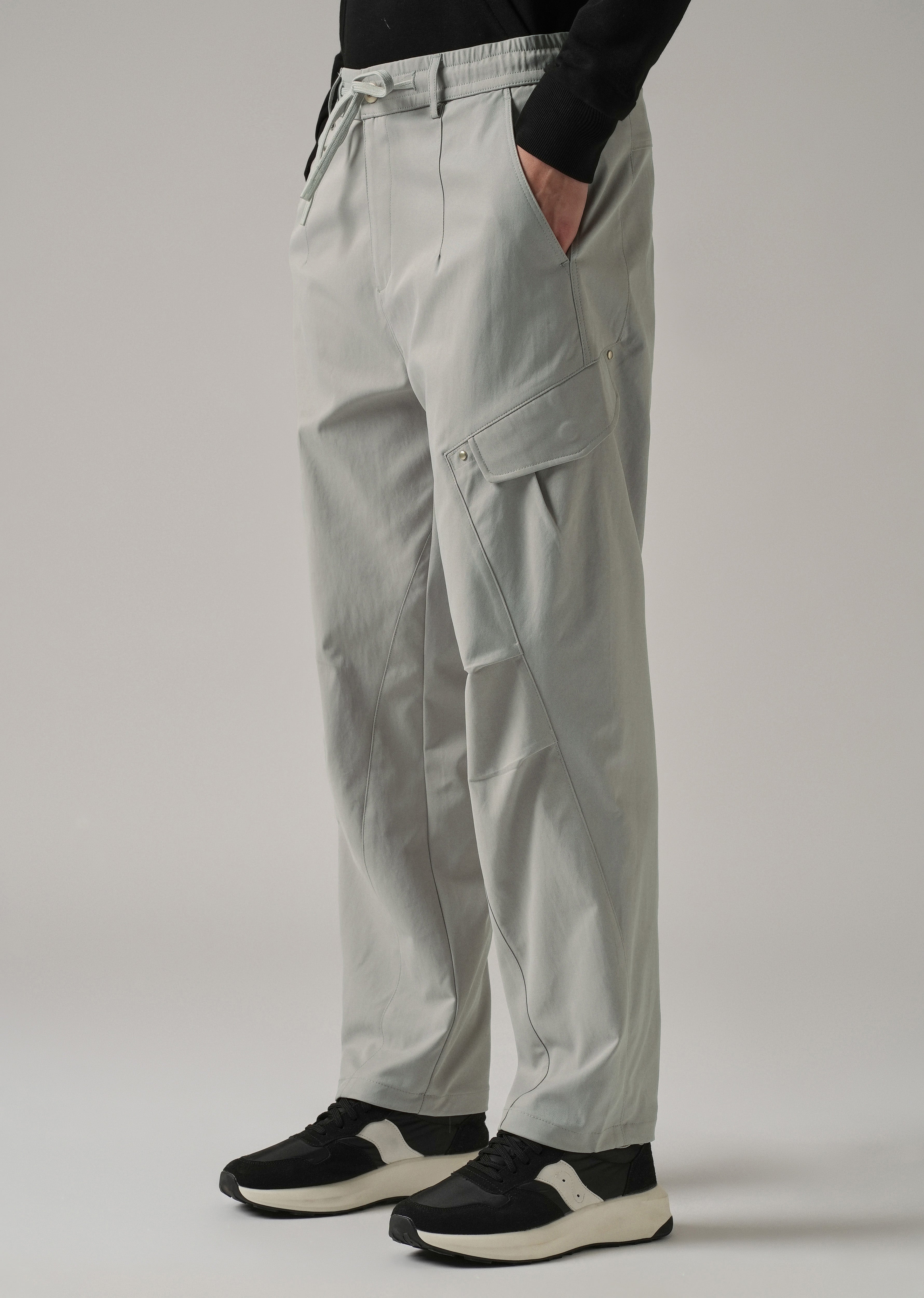 Grey Stone Wash Cargo Pants