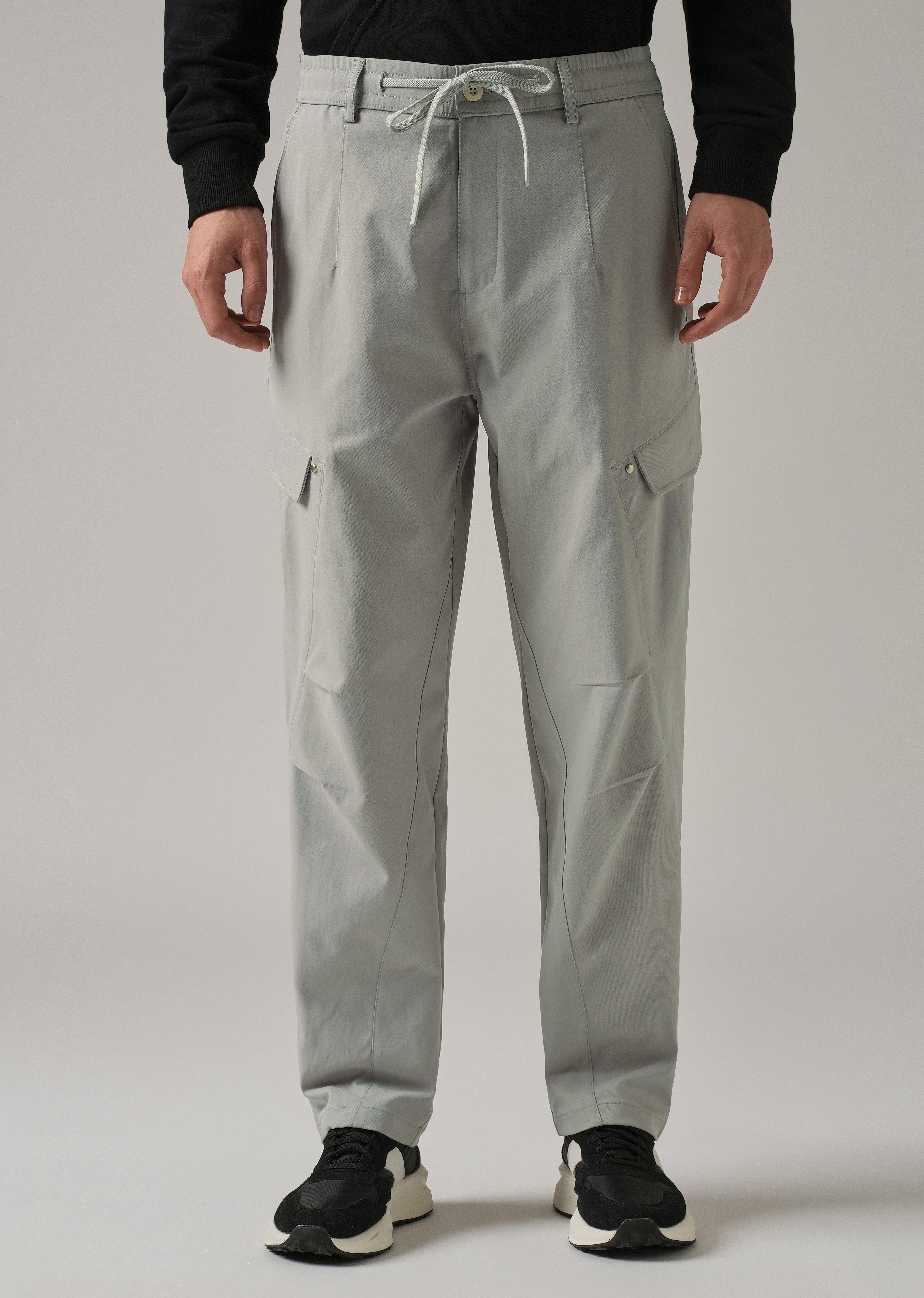 Grey Stone Wash Cargo Pants