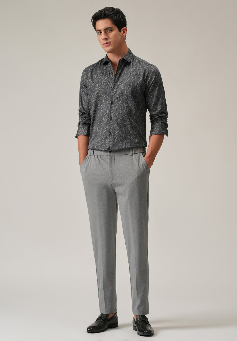 Grey Optical Print Shirt