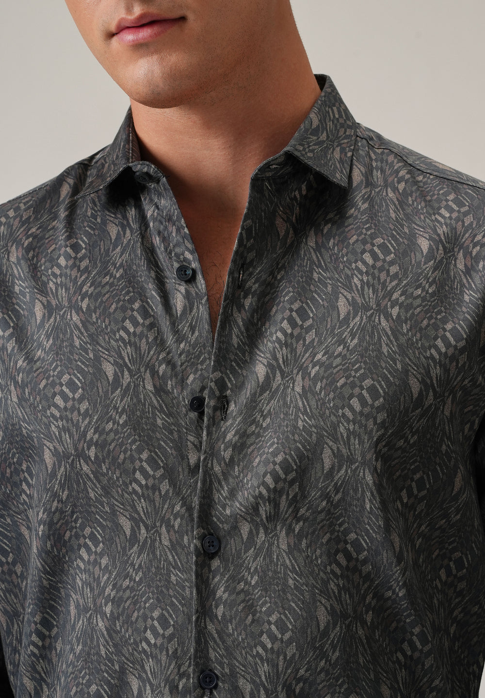Grey Optical Print Shirt