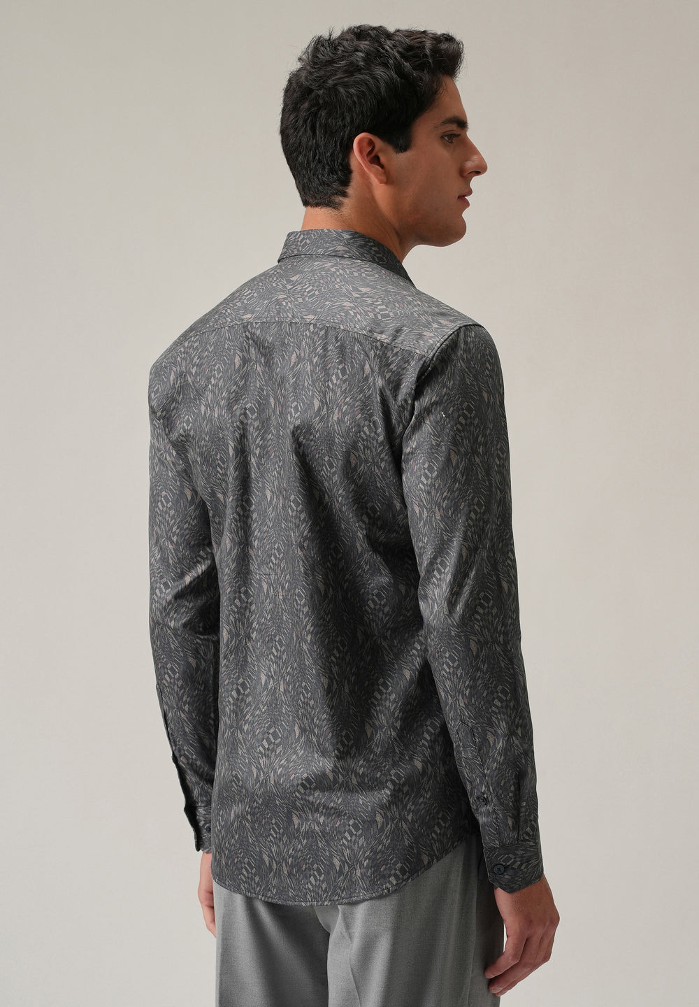 Grey Optical Print Shirt