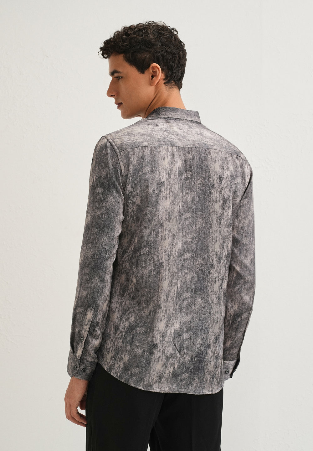 Grey Pink Fade Abstract Printed Shirt