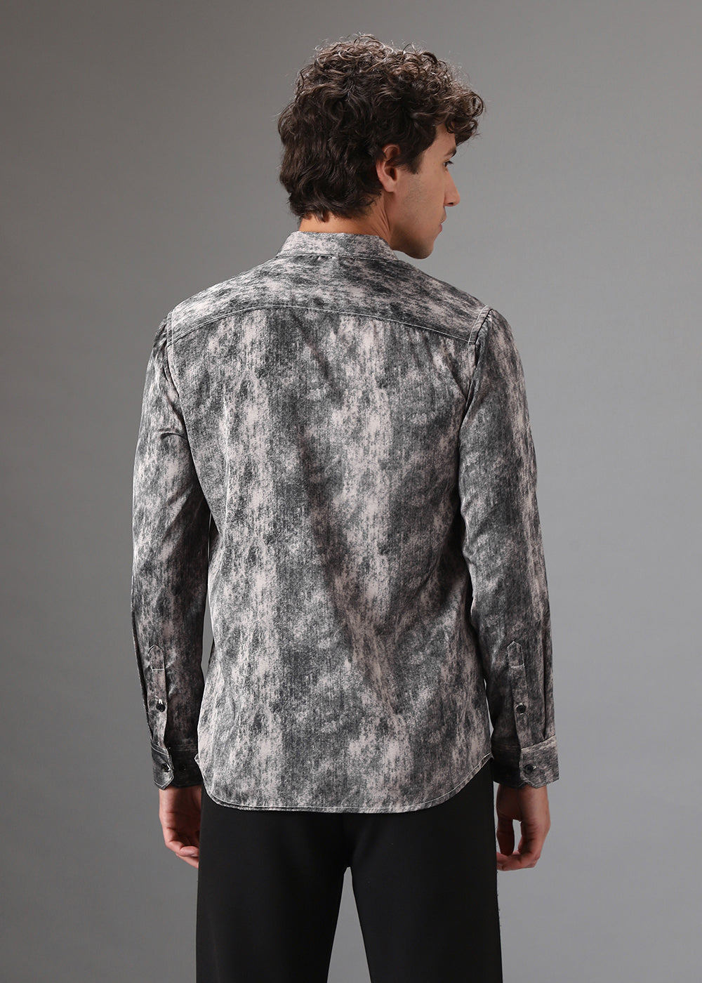 Grey Pink Fade Abstract Printed Shirt