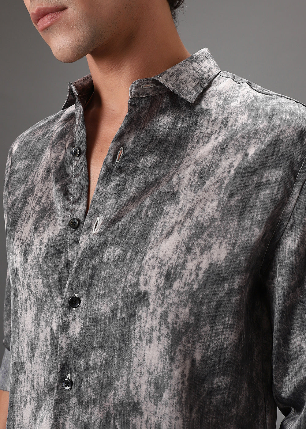 Grey Pink Fade Abstract Printed Shirt