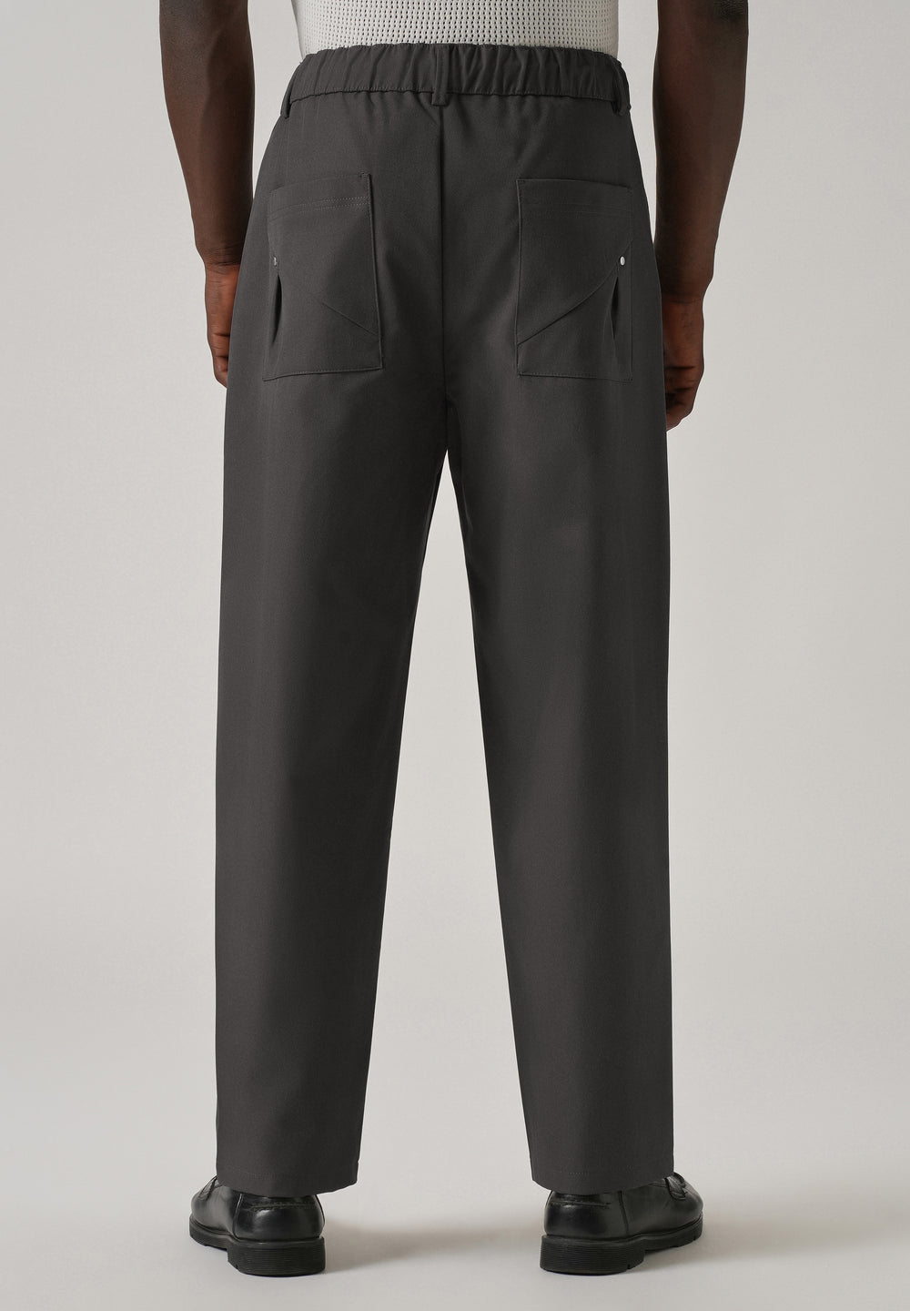 Grey Pleated Drawstring Pant