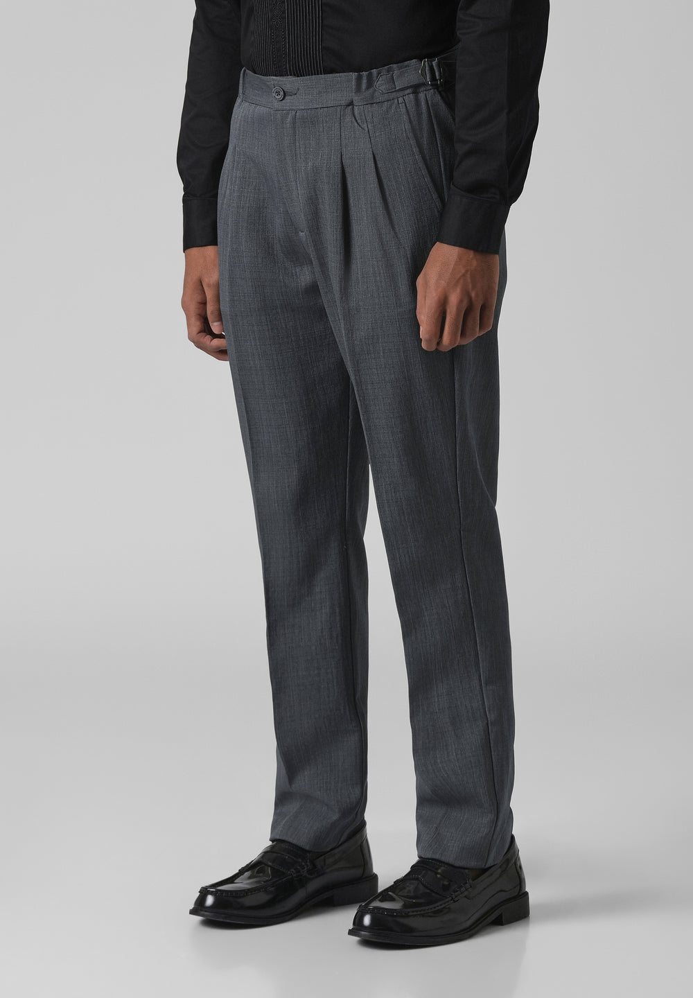 Grey Pleated Gurkha Pant