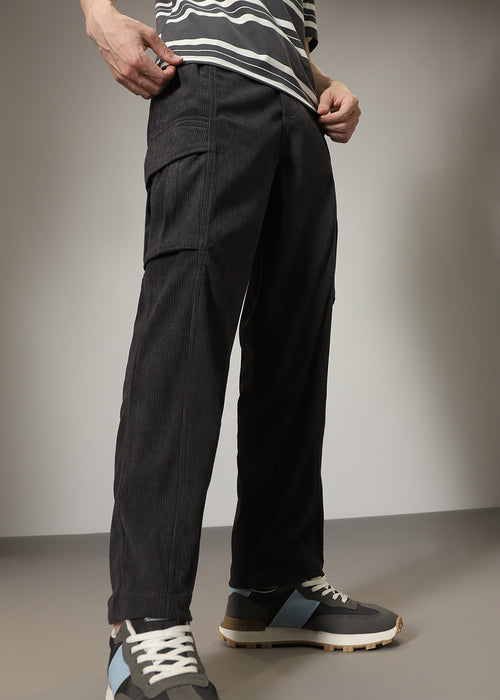 Grey Pocket Cargo Corduroy Pant