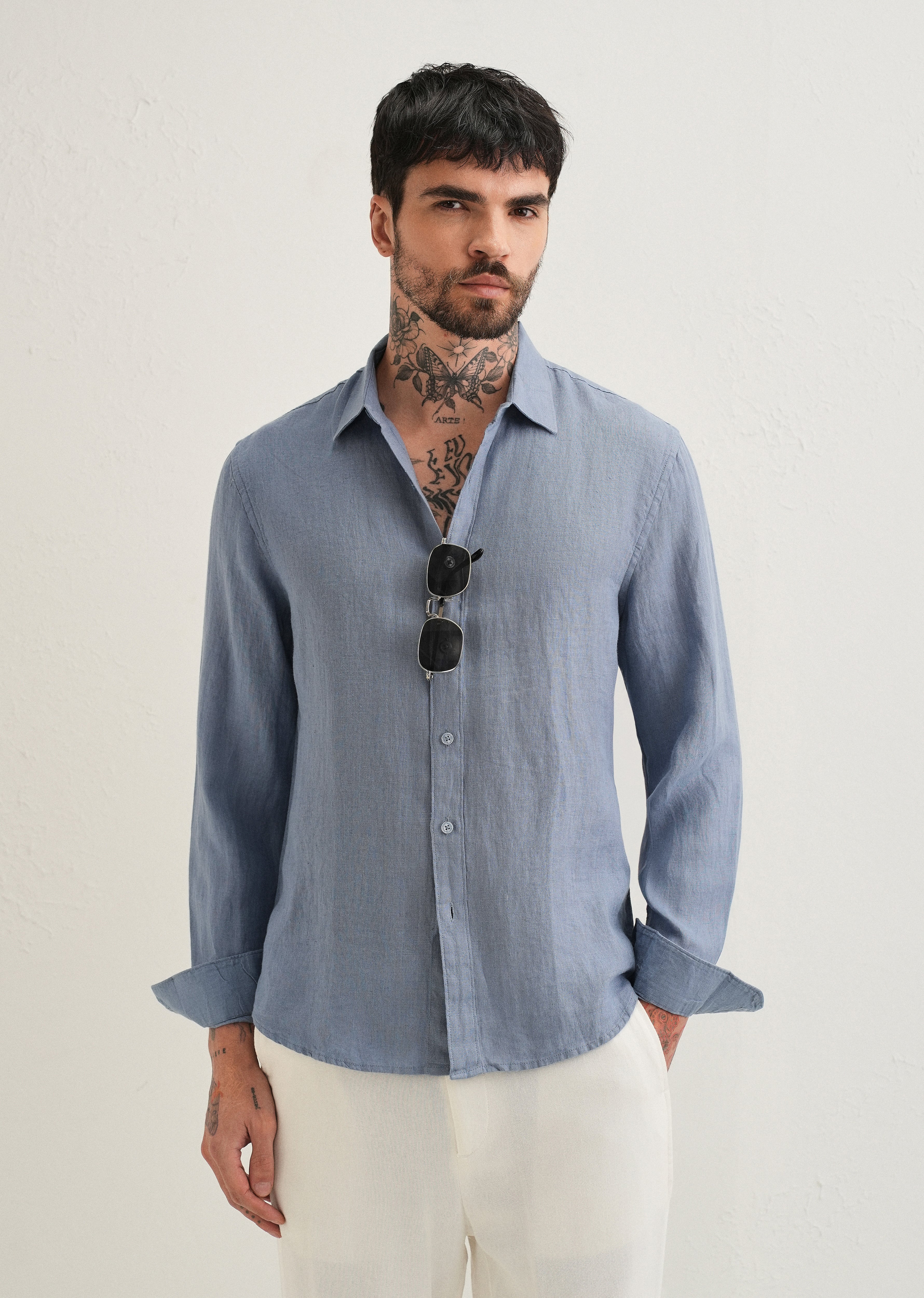 Grey Pure Linen Shirt