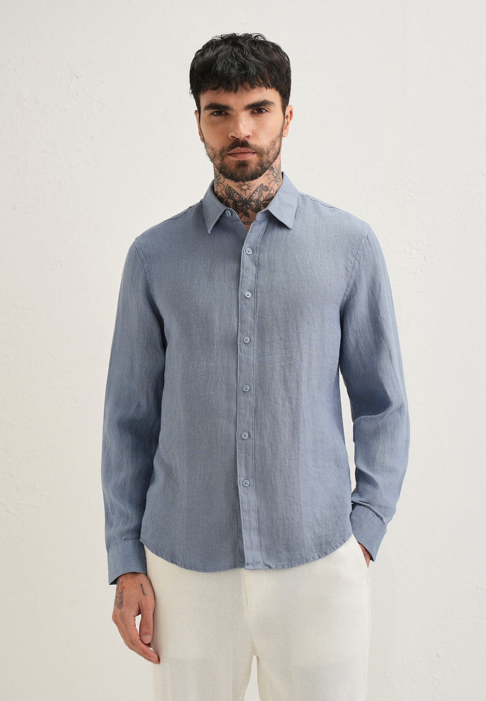 Grey Pure Linen Shirt