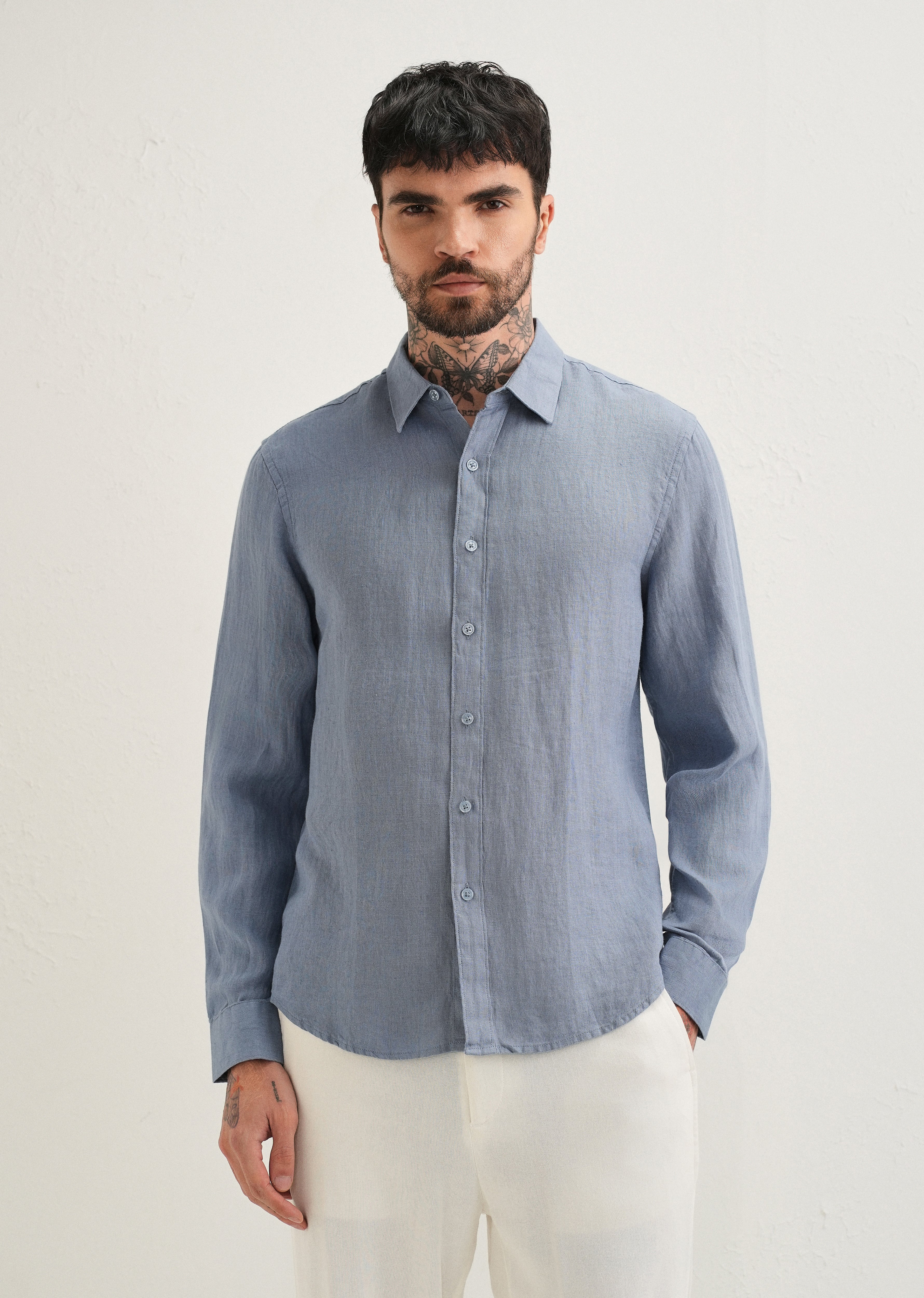 Grey Pure Linen Shirt