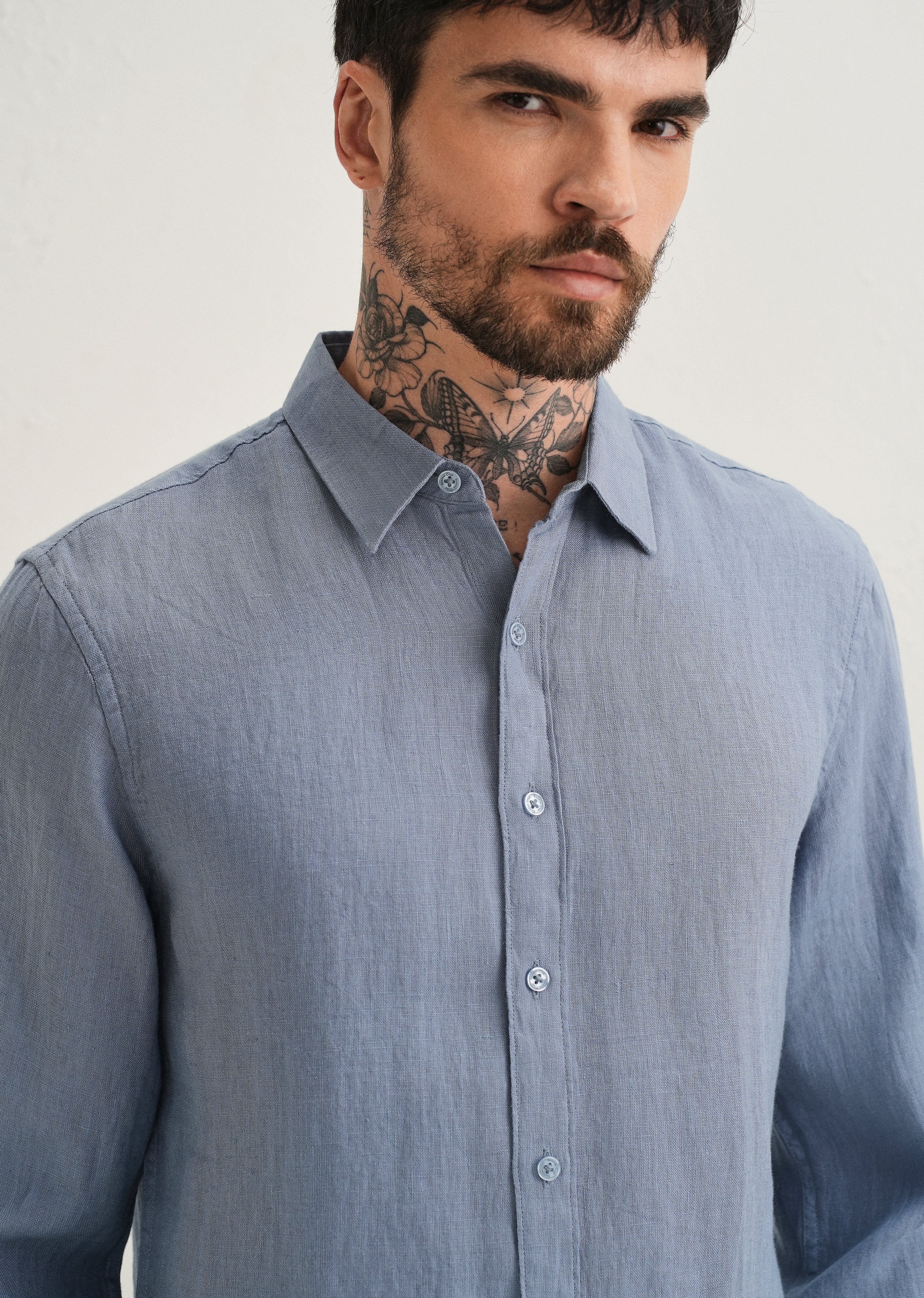 Grey Pure Linen Shirt