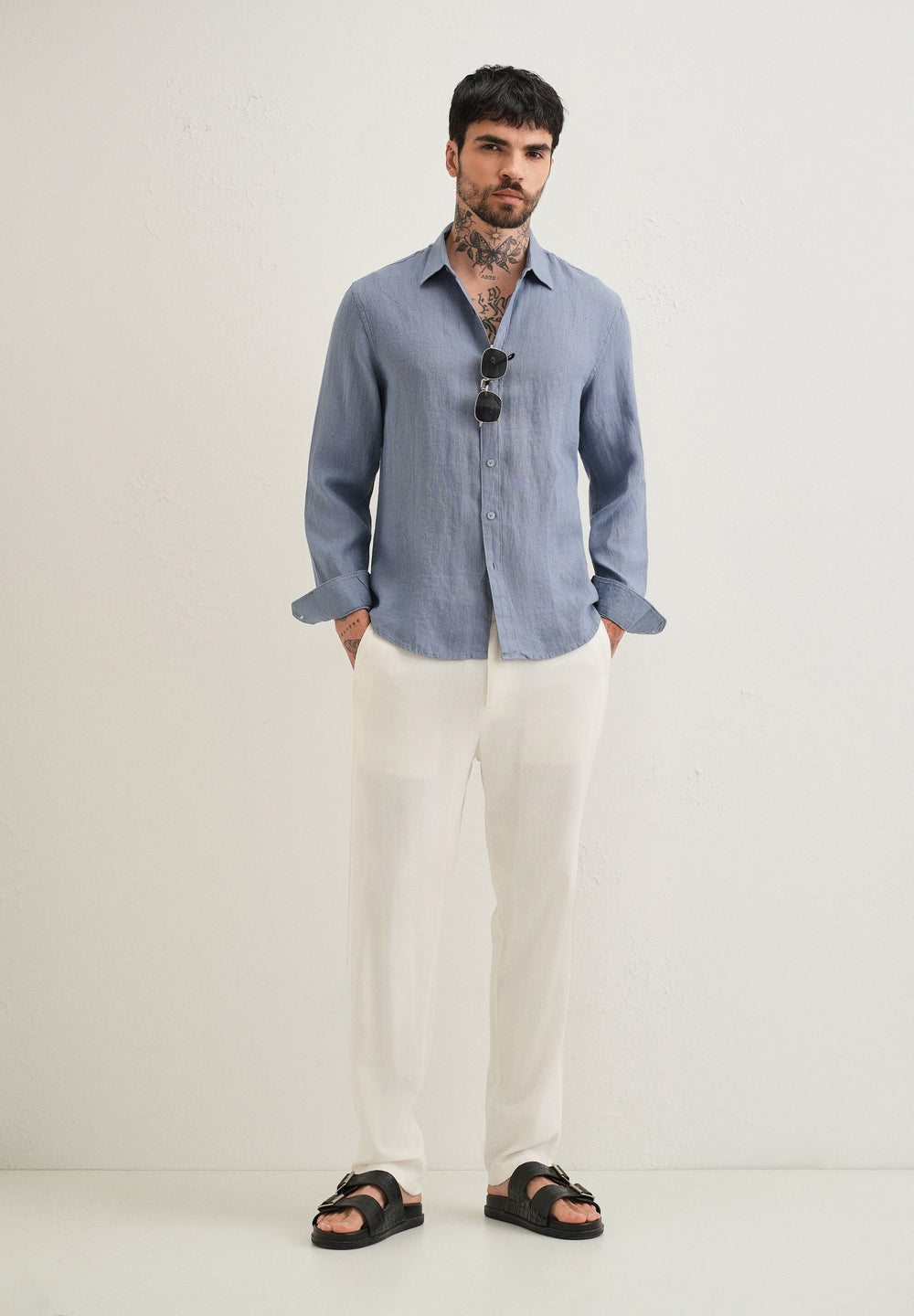 Grey Pure Linen Shirt