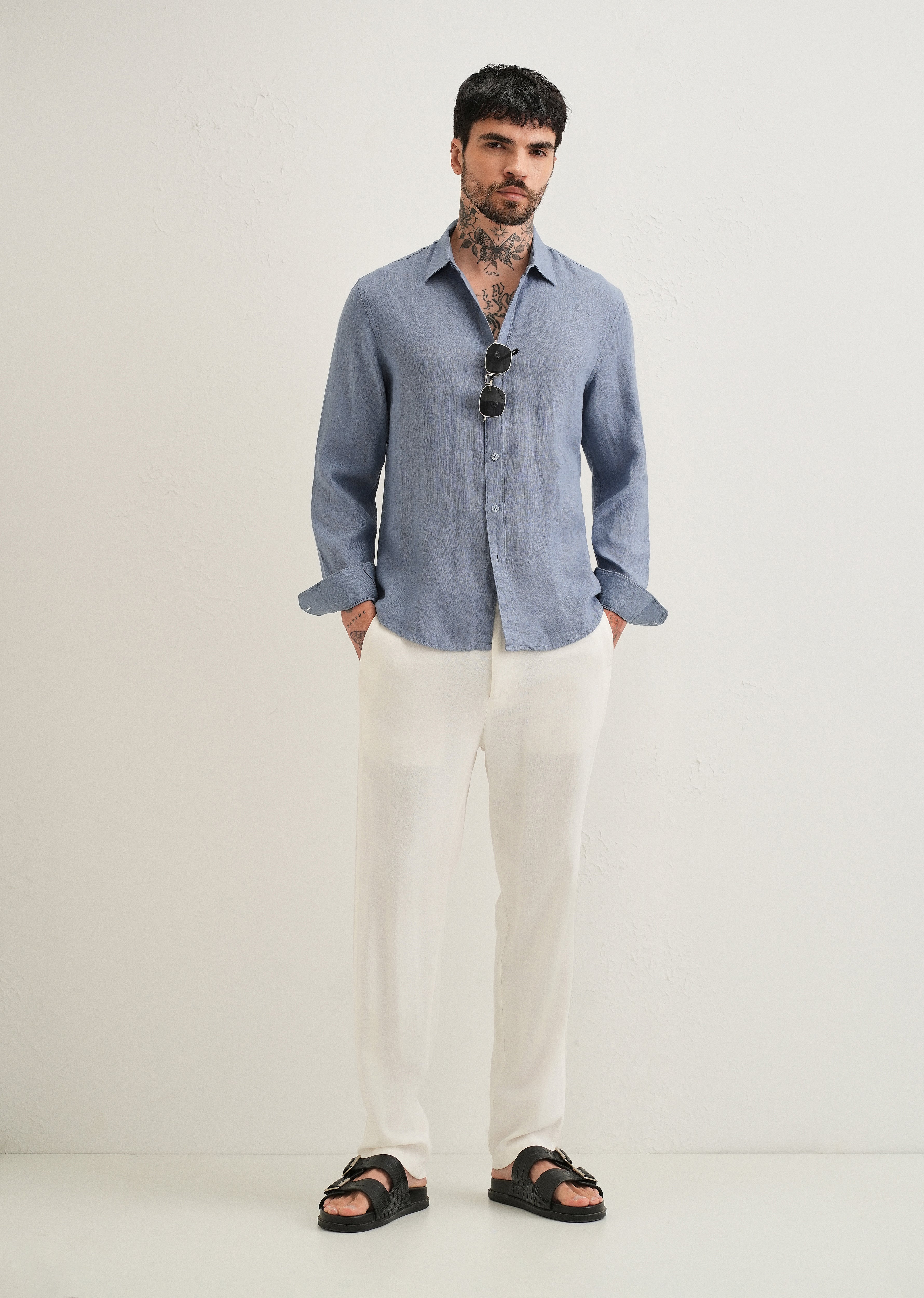 Grey Pure Linen Shirt